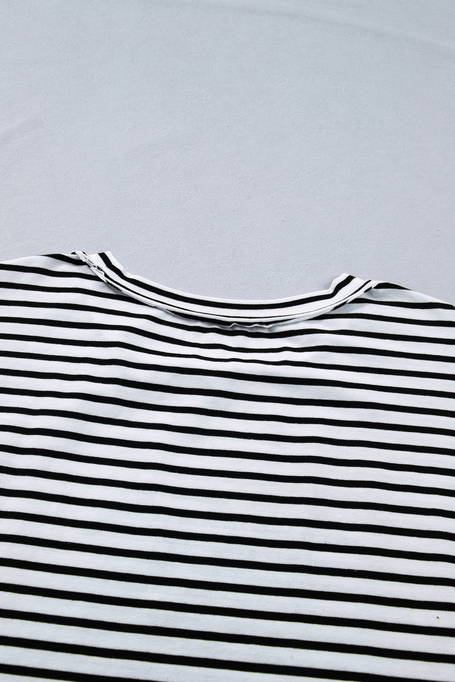 Plus Size Black Stripe  Striped Short Sleeve Top with Floral Puff Sleeves
