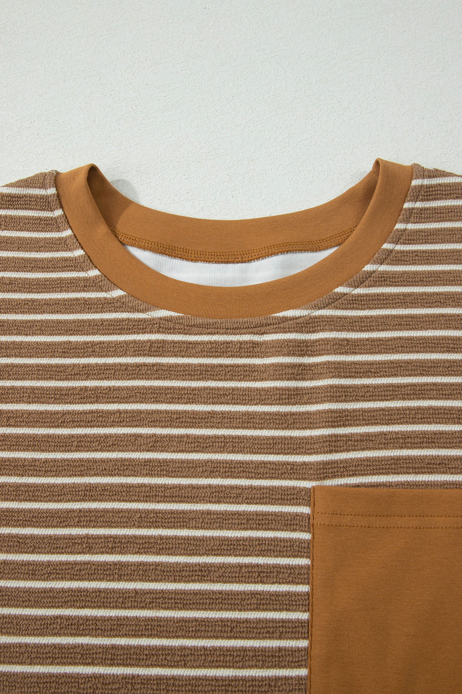 Plus Size Khaki Stripe  Striped Colorblock Pocket Lounge Set