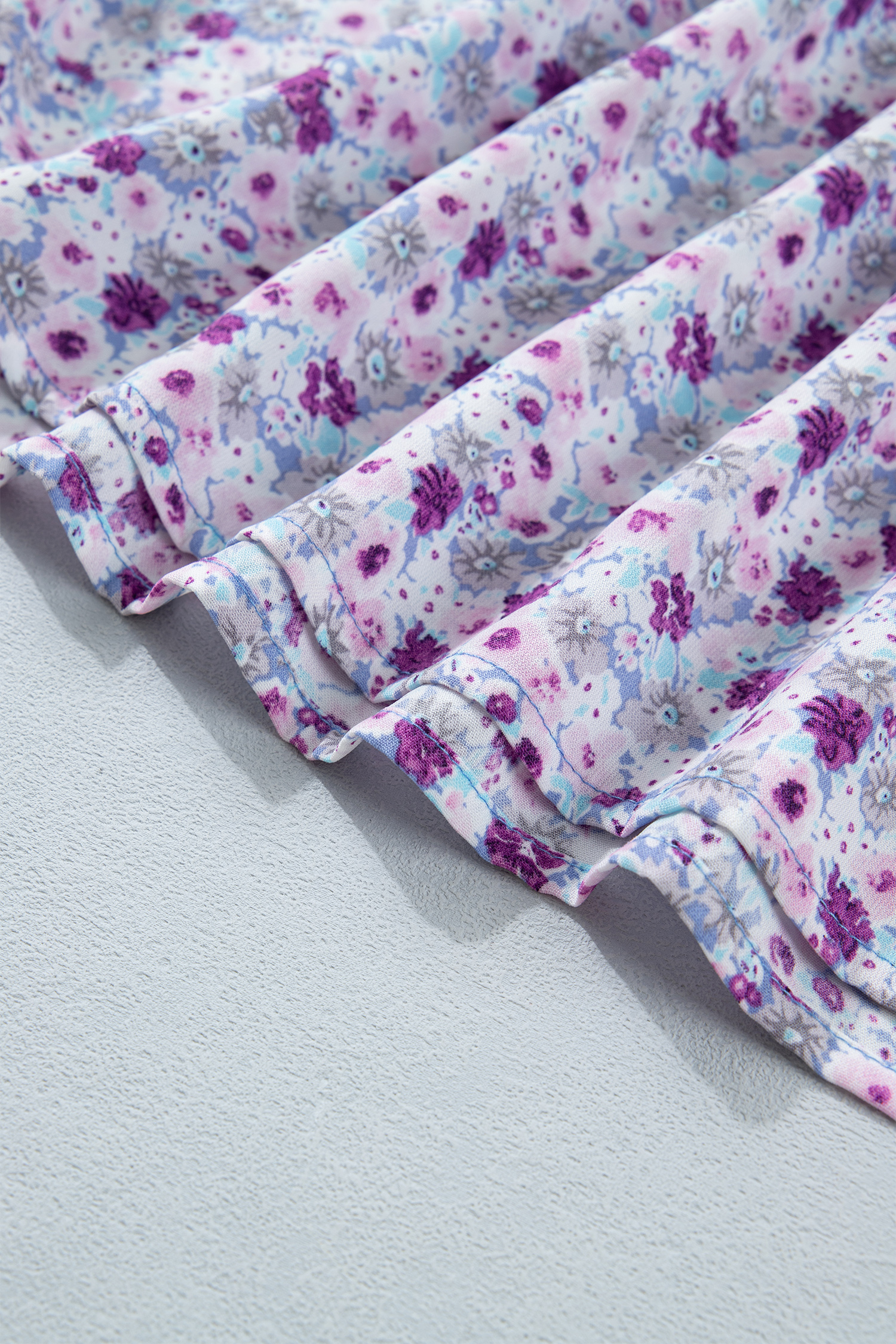 Plus Size Purple  Floral Print Square Neck Smocked Maxi Dress