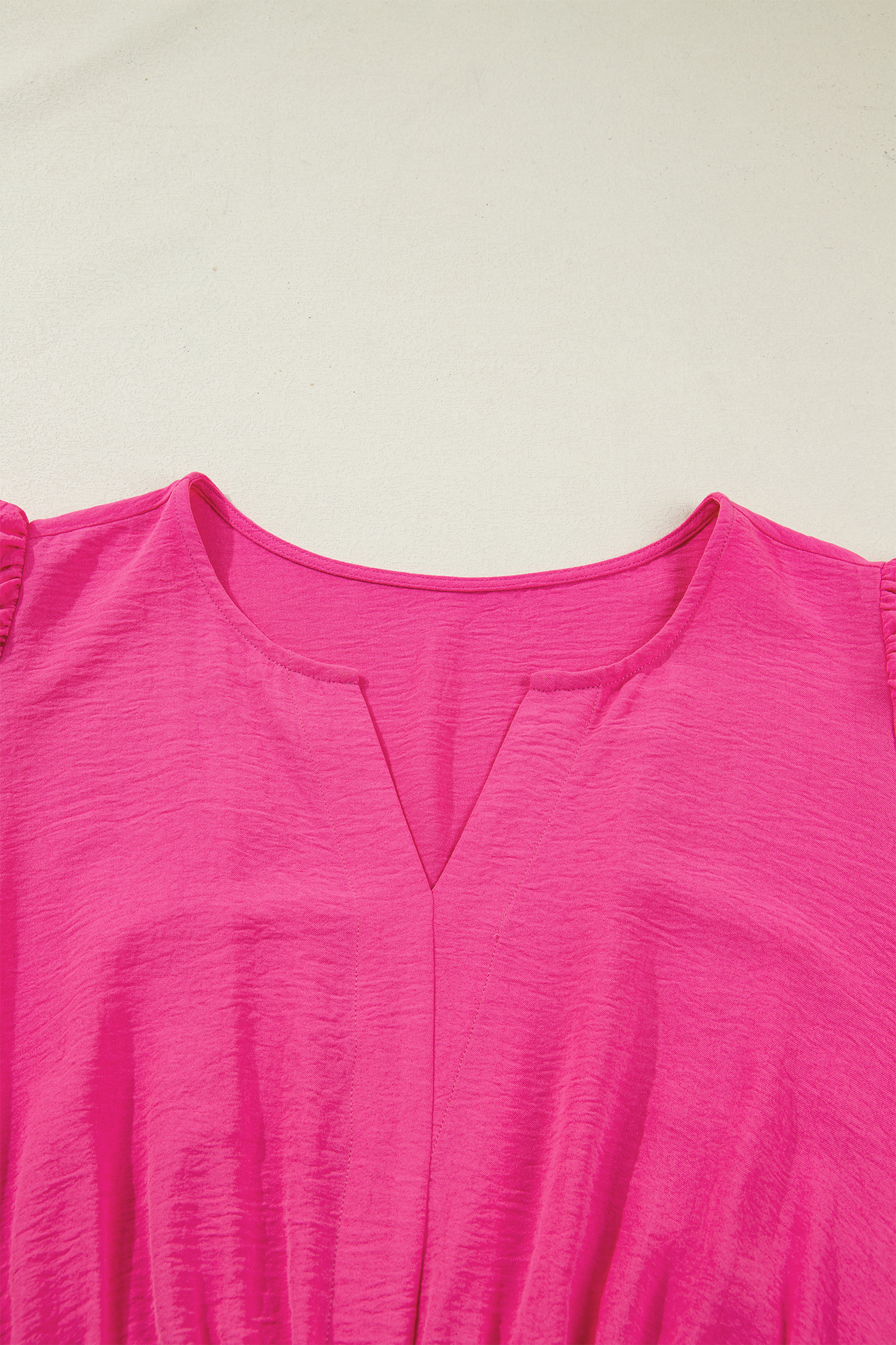 Plus Size Pink  Split Neck Short Sleeve Flare Tiered Maxi Dress