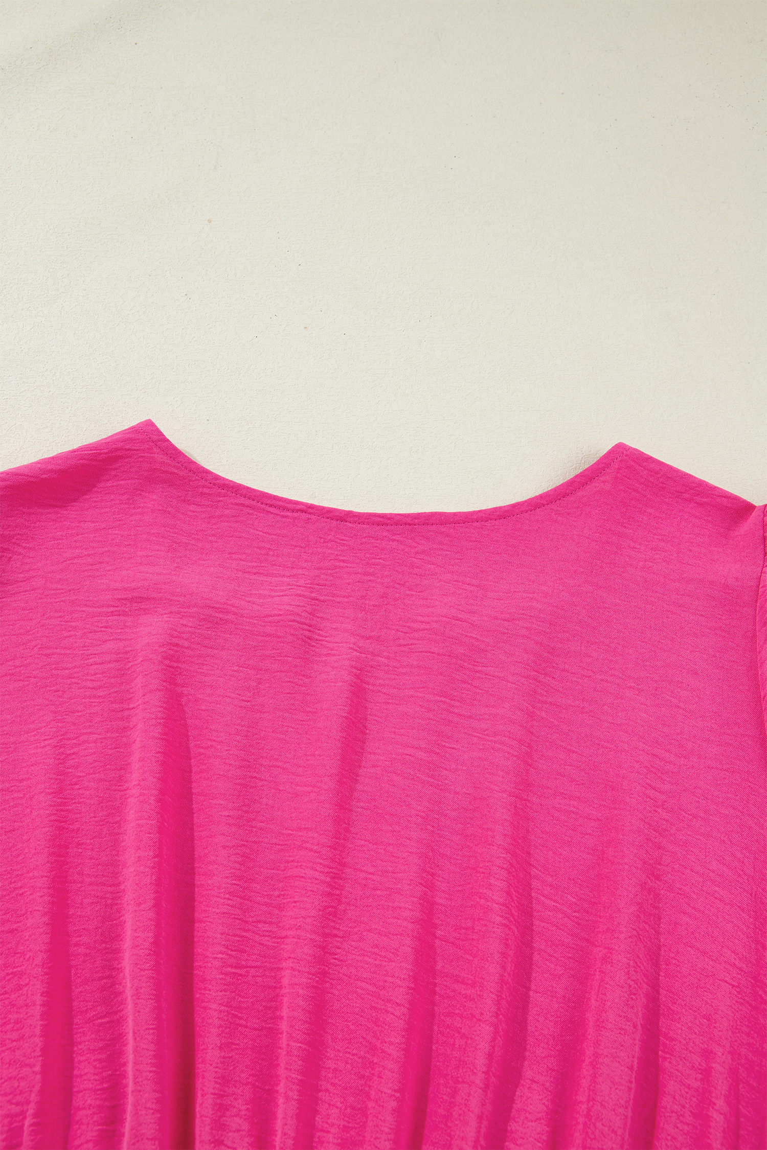 Plus Size Pink  Split Neck Short Sleeve Flare Tiered Maxi Dress