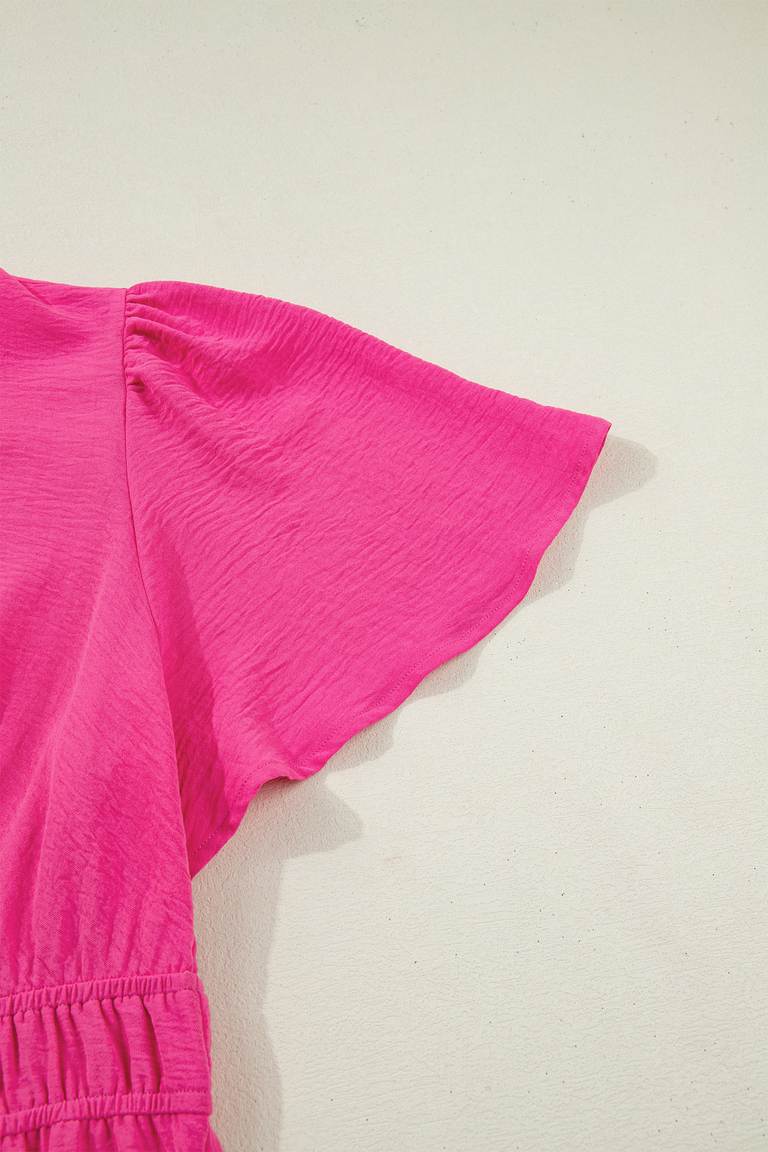 Plus Size Pink  Split Neck Short Sleeve Flare Tiered Maxi Dress