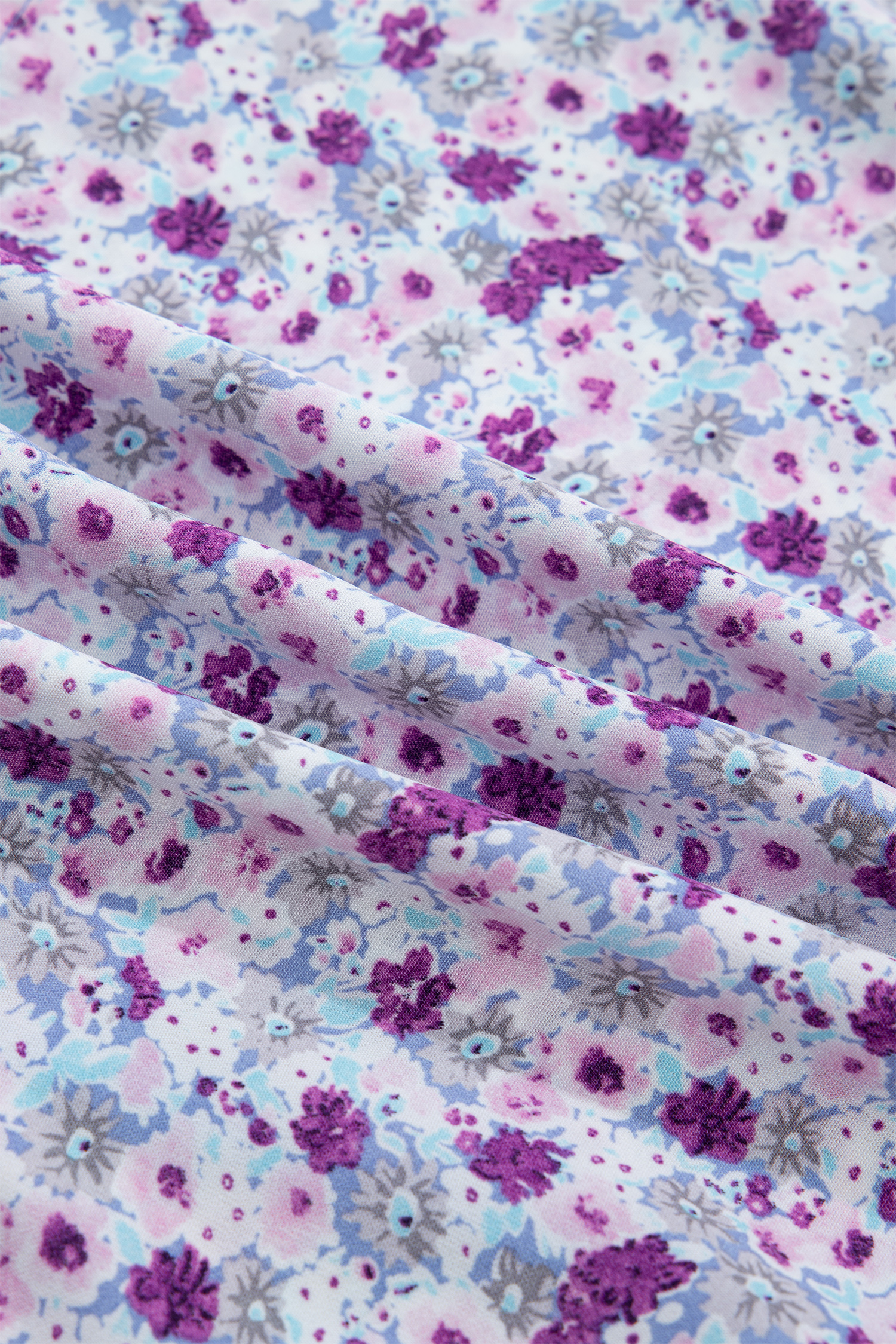 Plus Size Purple  Floral Print Square Neck Smocked Maxi Dress