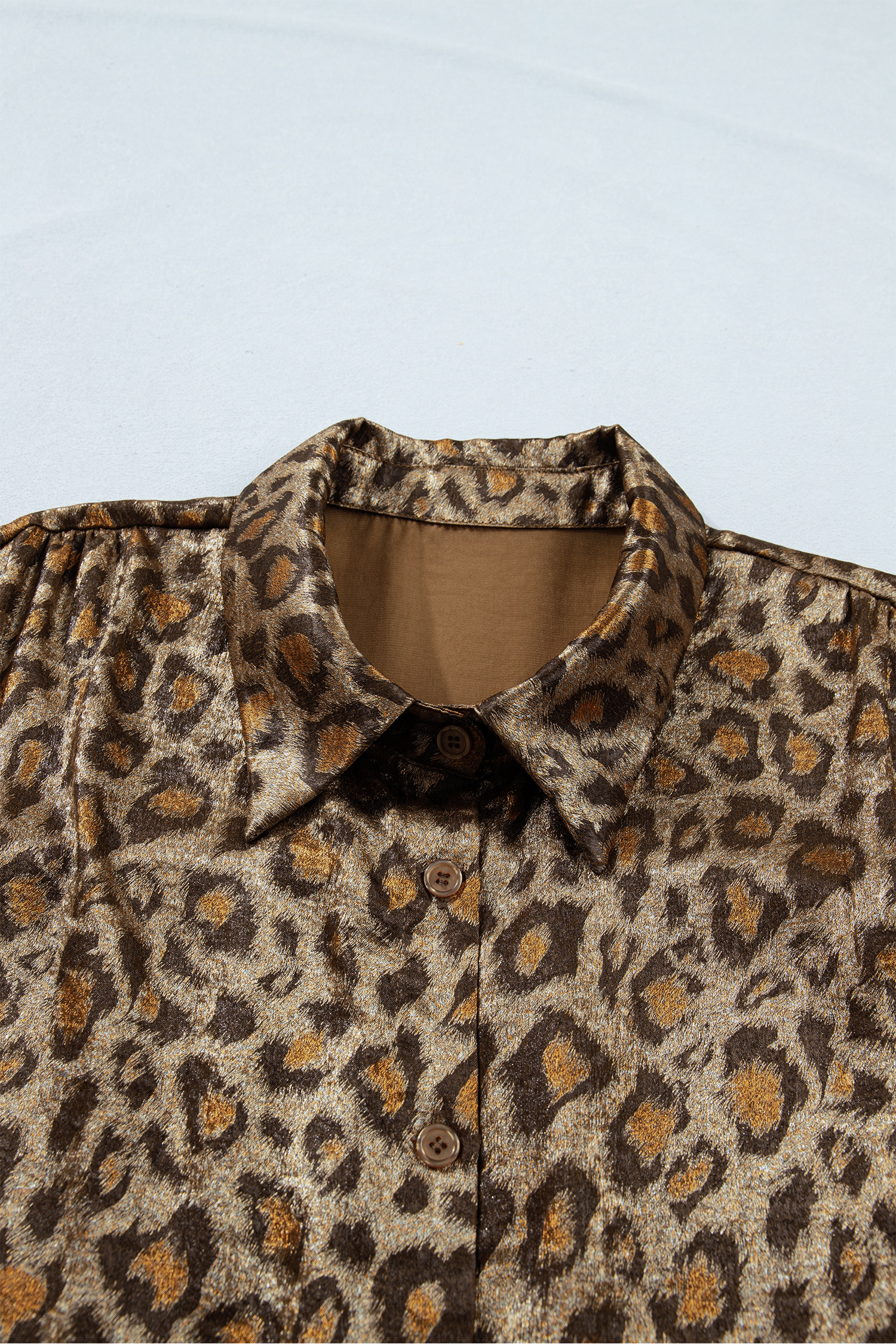 Plus Size Gold  Leopard Print Short Sleeve Dolman Shirt