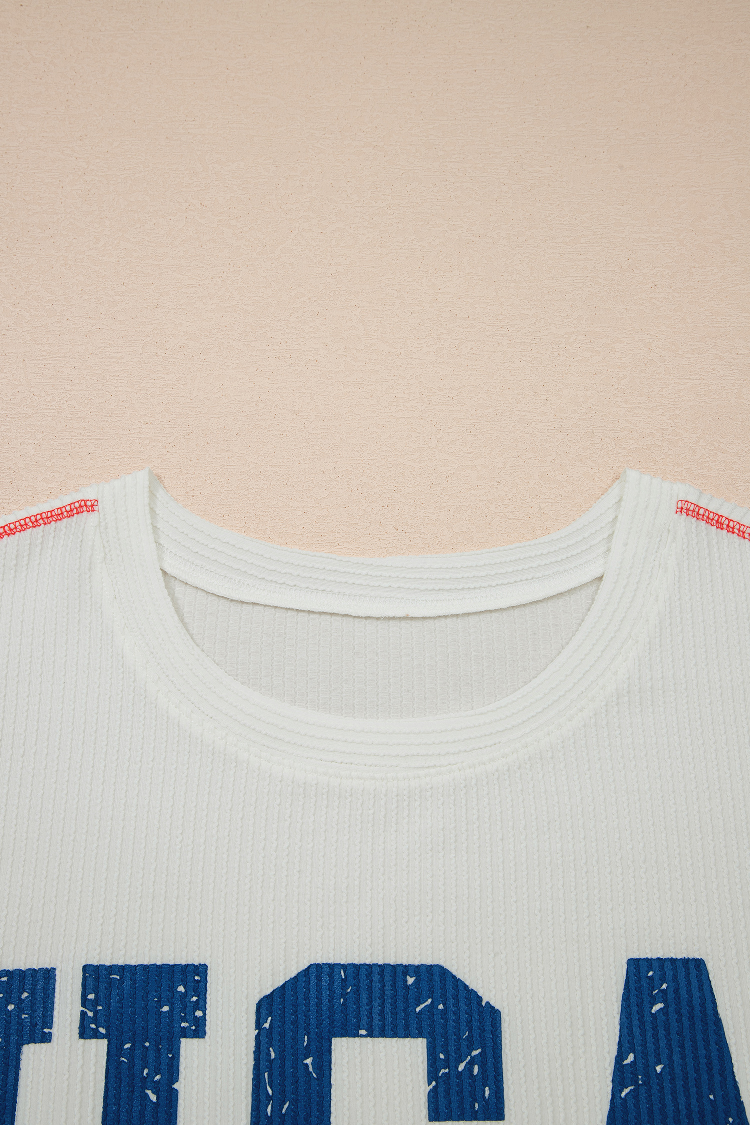 Plus Size White  Twisted Rib Vintage USA Letter Printed T Shirt
