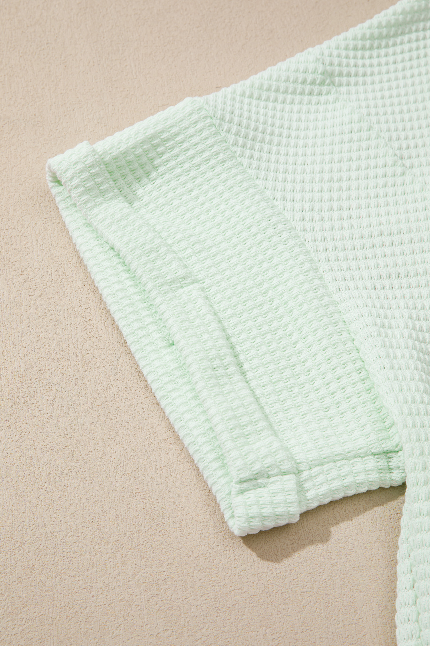 Plus Size Clearly Aqua V Neck Short Sleeve  Waffle Knit Top