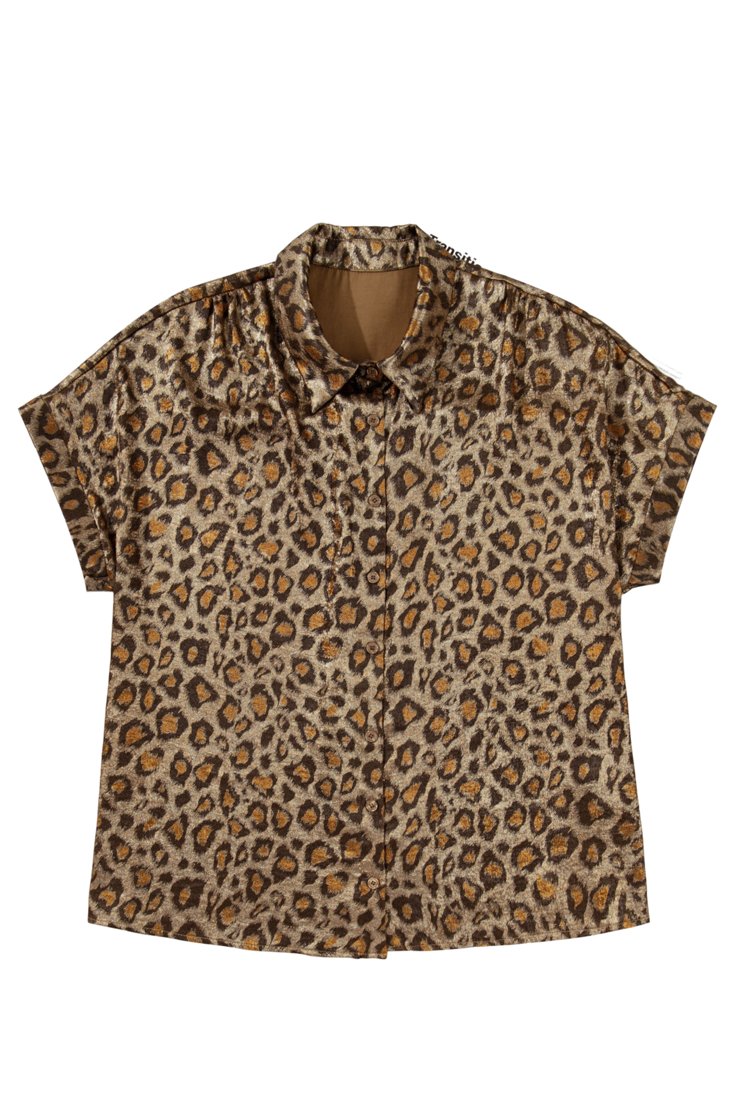 Plus Size Gold  Leopard Print Short Sleeve Dolman Shirt