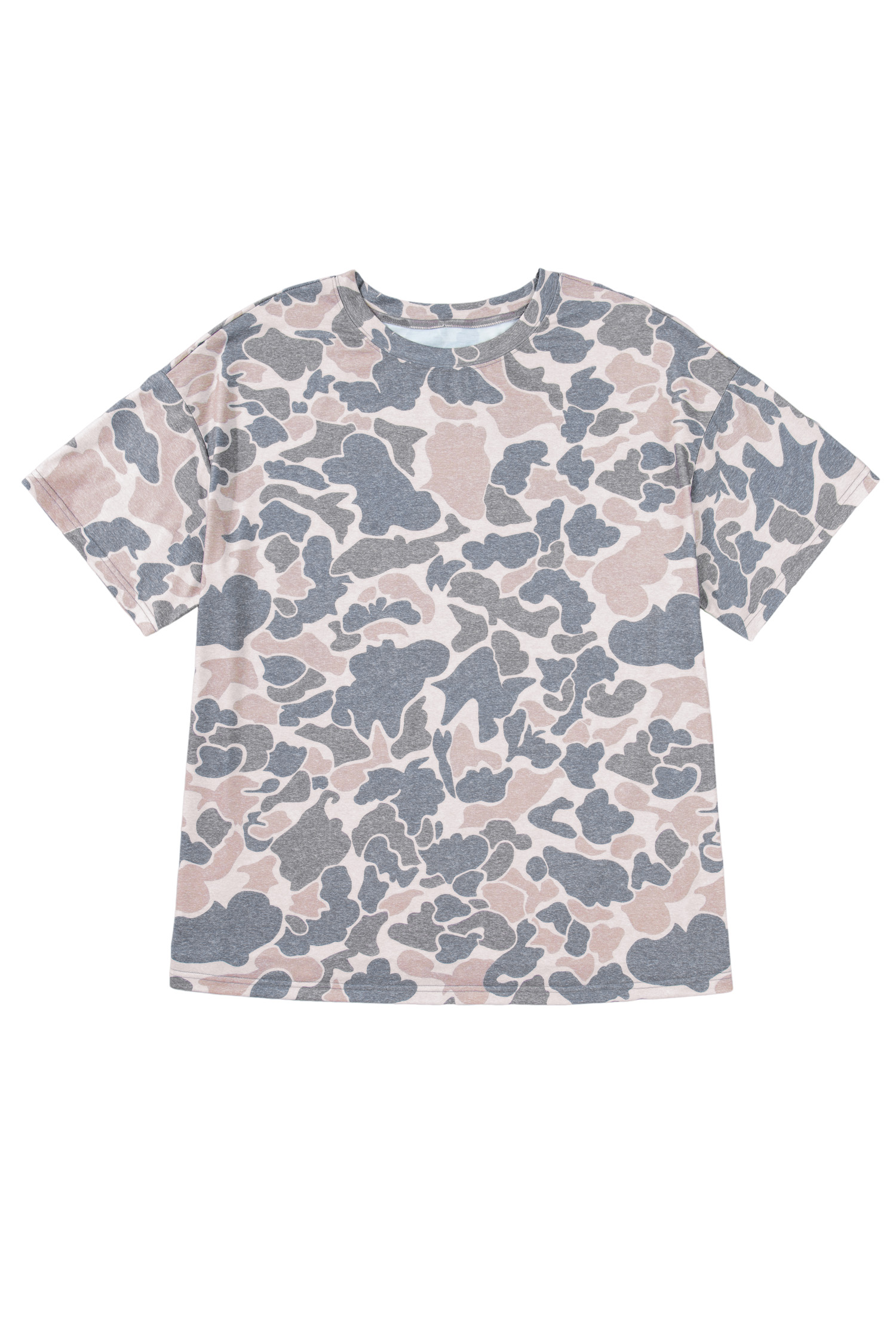 Plus Size Multicolour Retro Camouflage Print  T Shirt