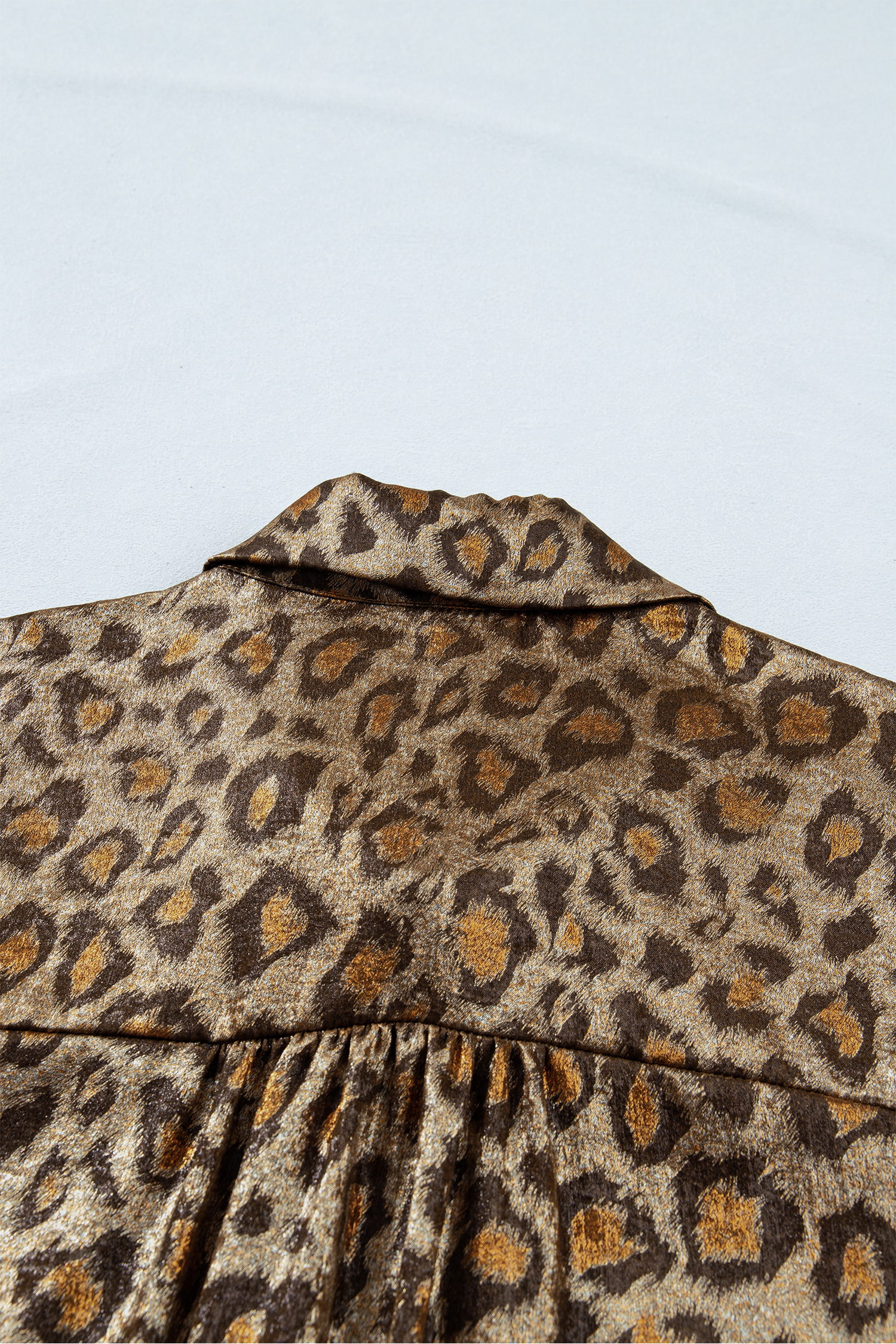 Plus Size Gold  Leopard Print Short Sleeve Dolman Shirt