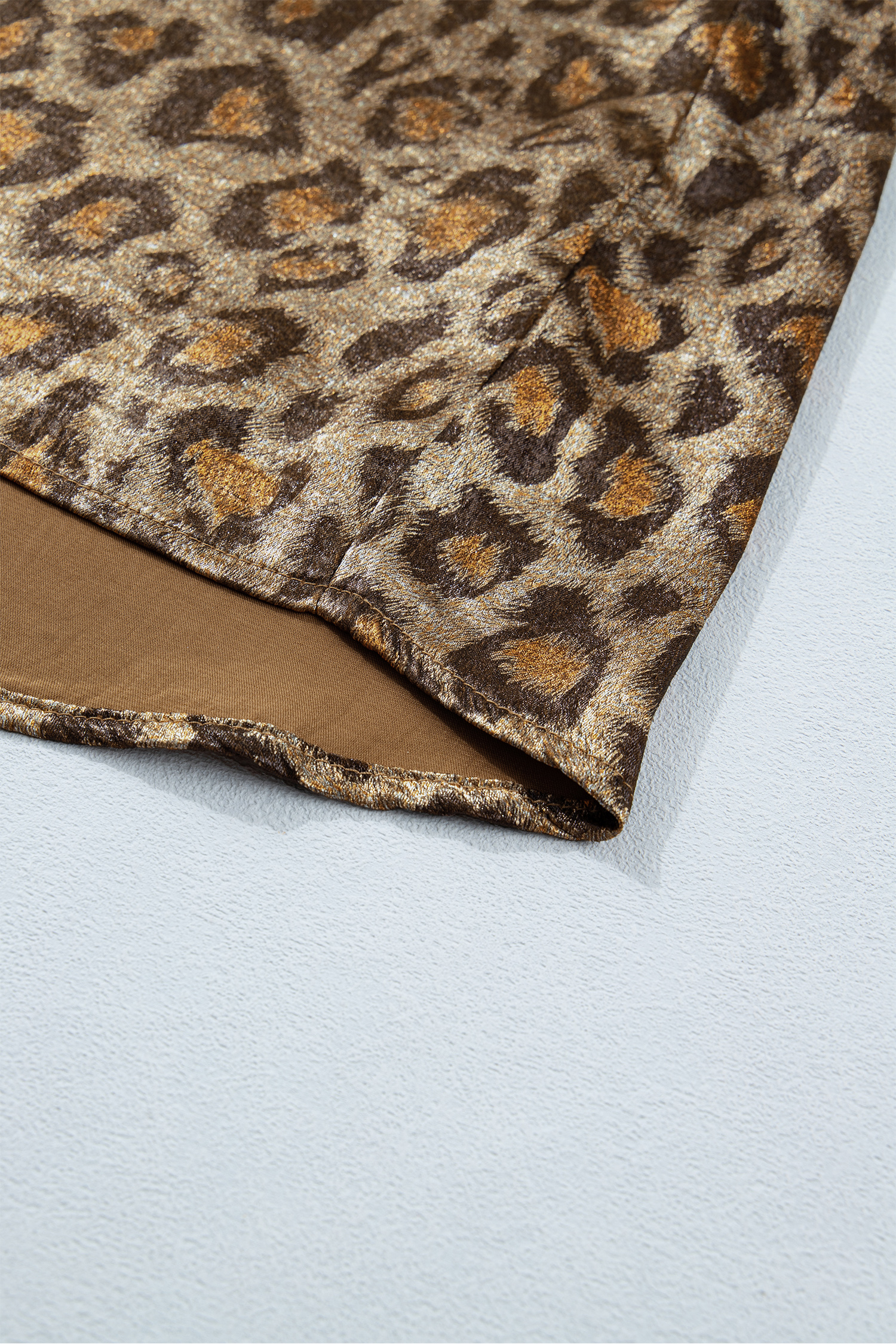 Plus Size Gold  Leopard Print Short Sleeve Dolman Shirt