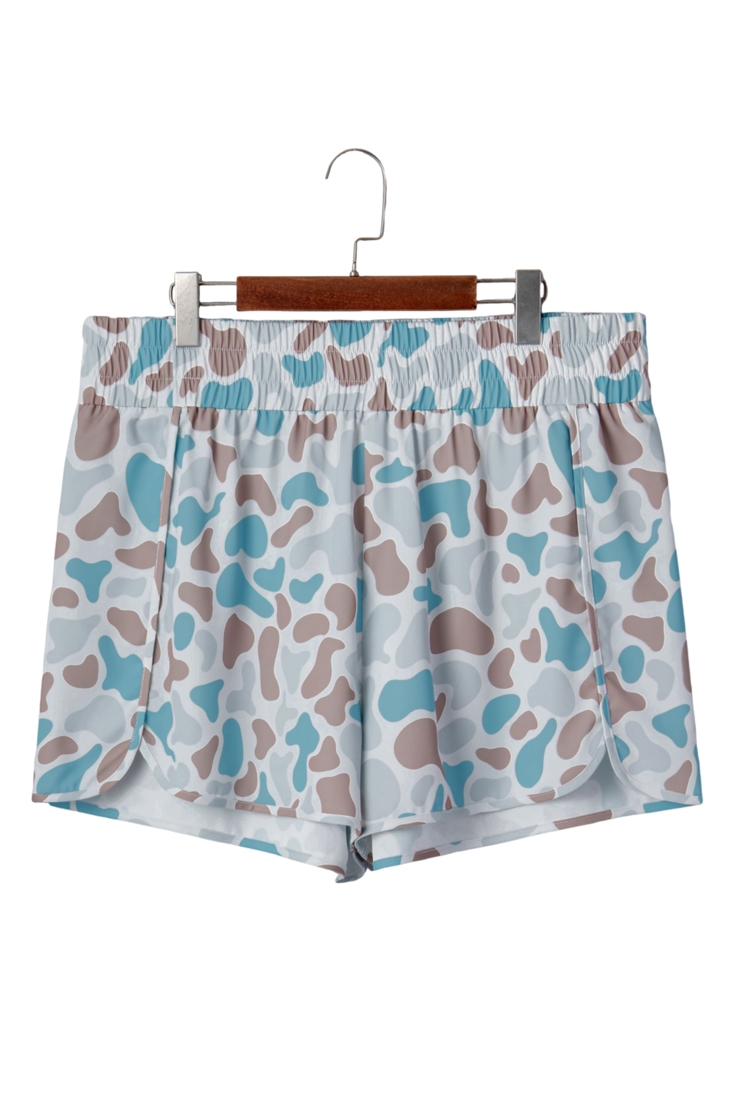 Plus Size Multicolour  Camouflage Elastic Waist Athleisure Shorts