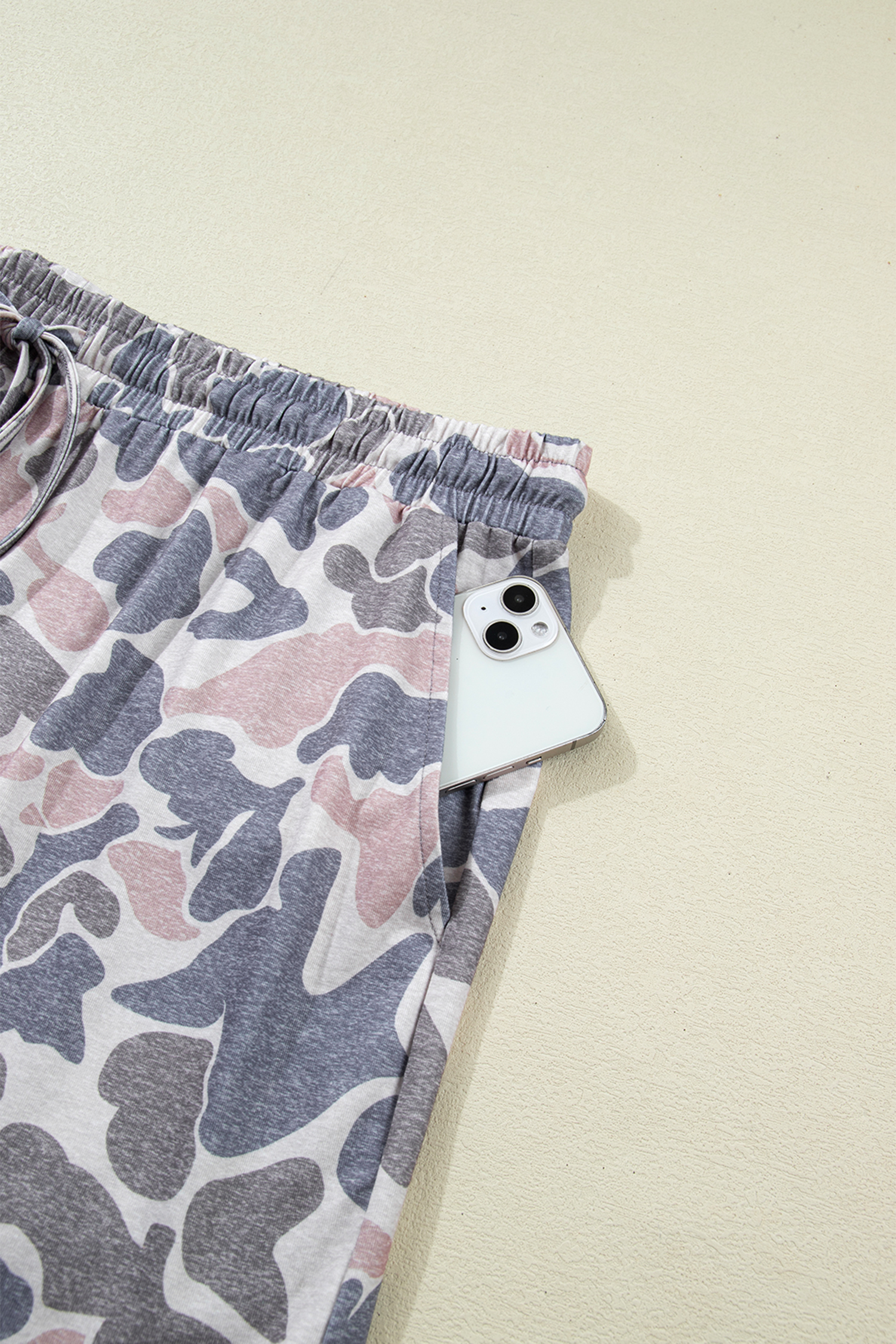Plus Size Multicolour  Camouflage Print Casual Tee and Shorts Set
