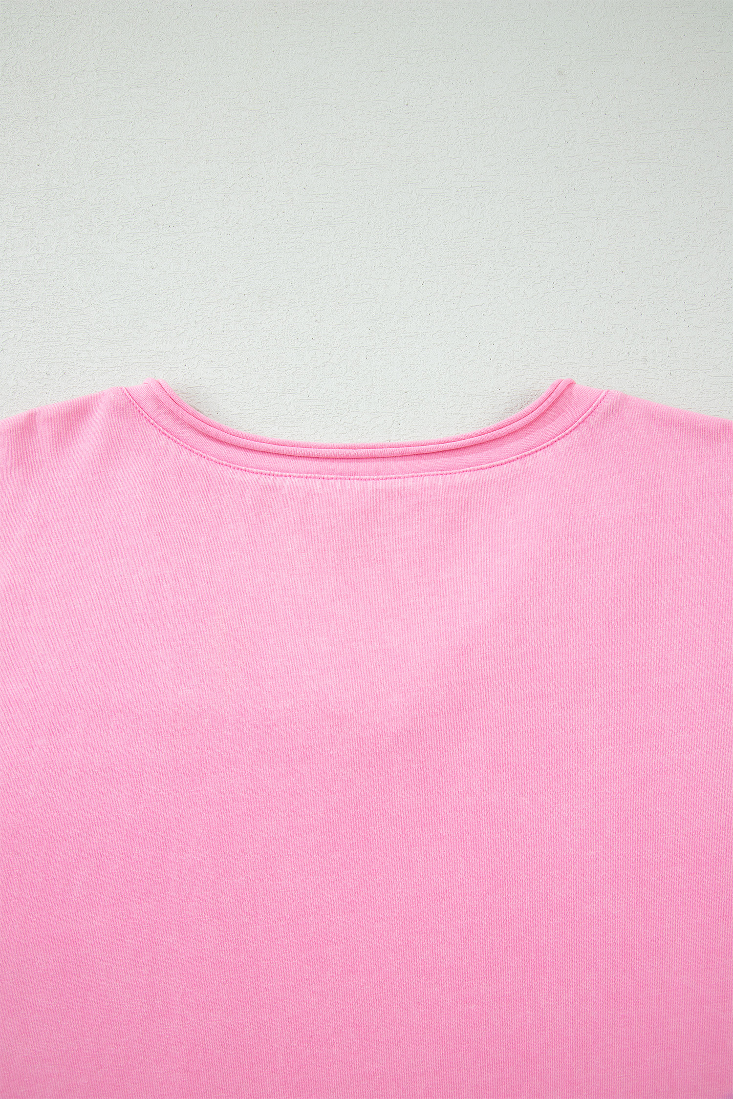 Plus Size Sachet Pink  Mineral Wash Raw Edge Round Neck Tee