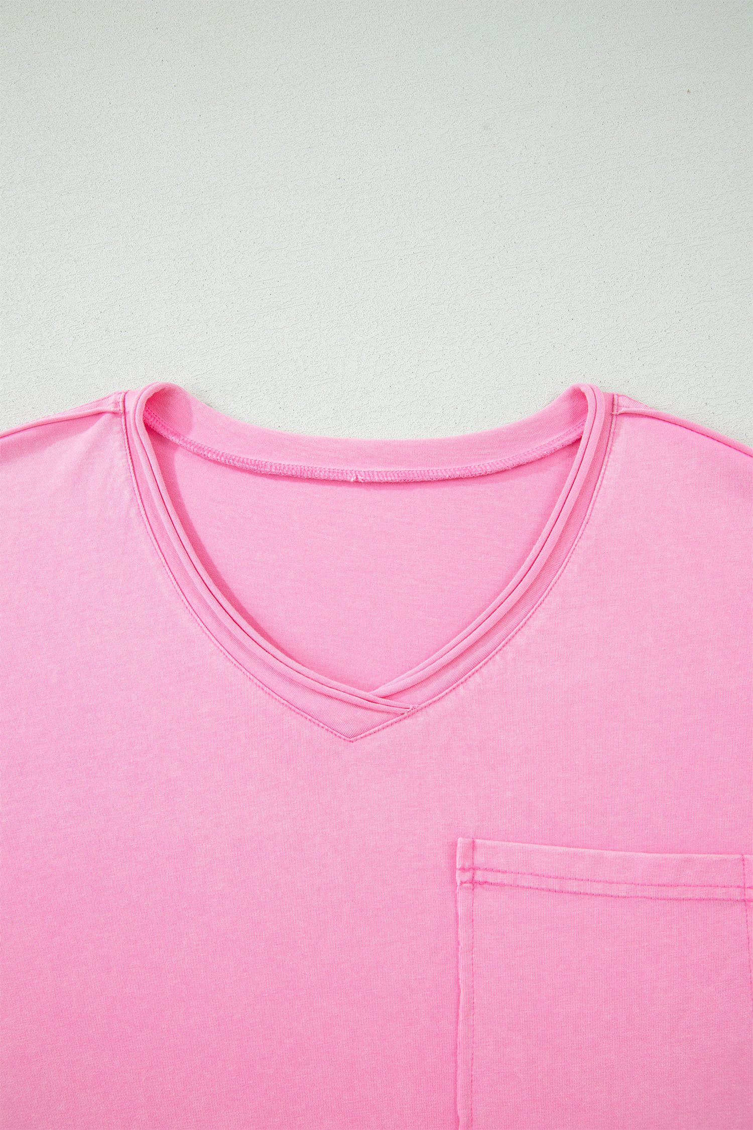 Plus Size Sachet Pink  Mineral Wash Raw Edge Round Neck Tee