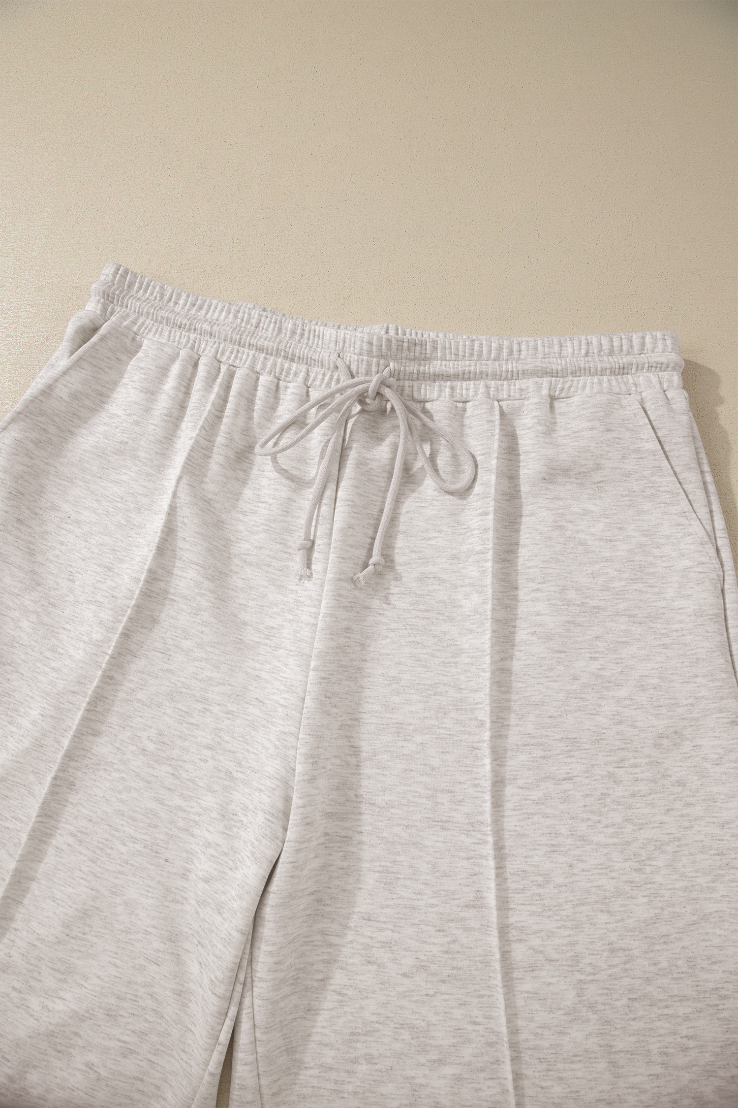Plus Size Light Grey  V Neck Polo Tee Drawstring Loose Pants 2pcs Set