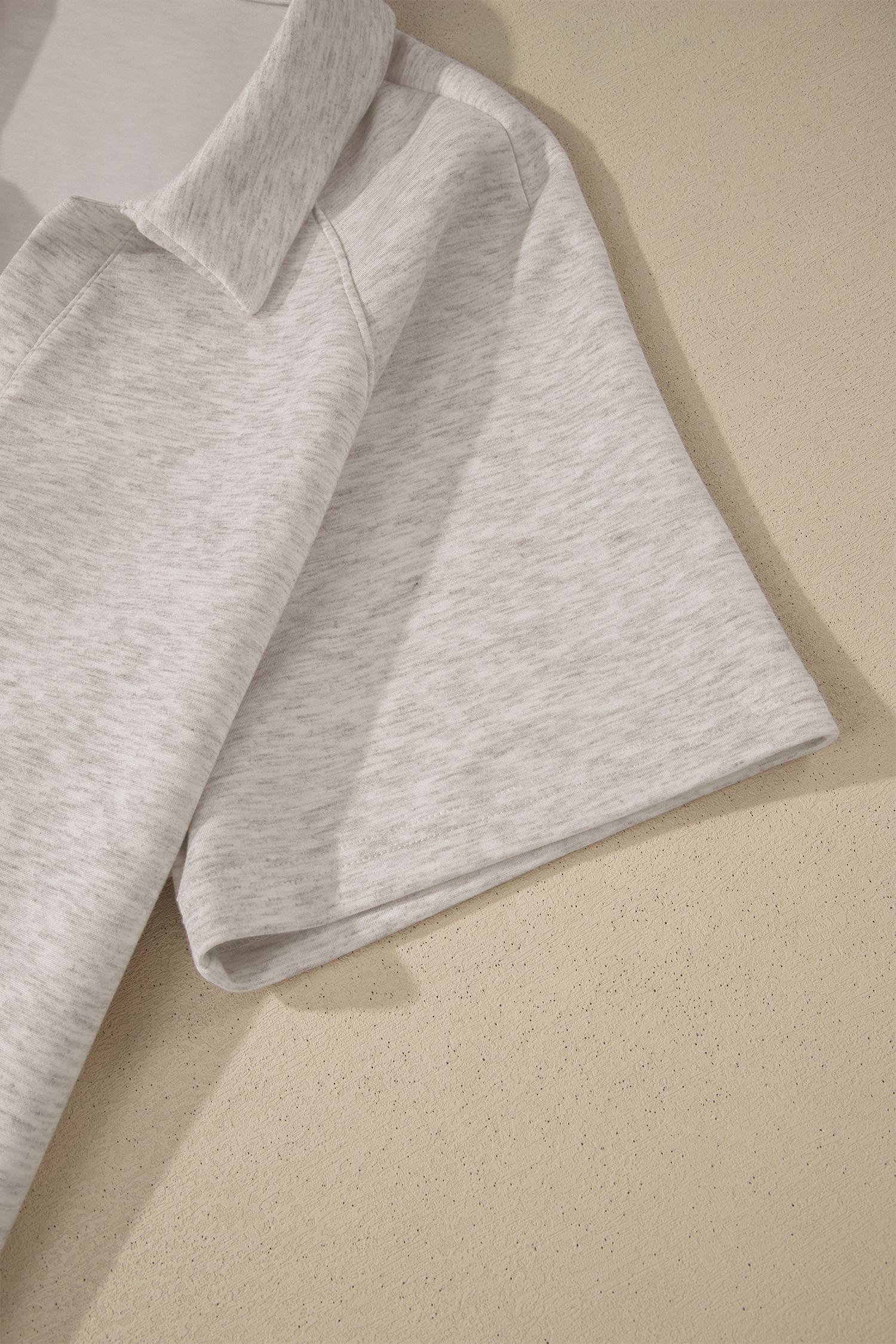 Plus Size Light Grey  V Neck Polo Tee Drawstring Loose Pants 2pcs Set