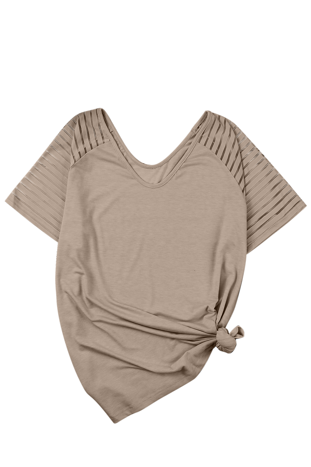 Plus Size Khaki Striped Raglan Sleeve  Tee
