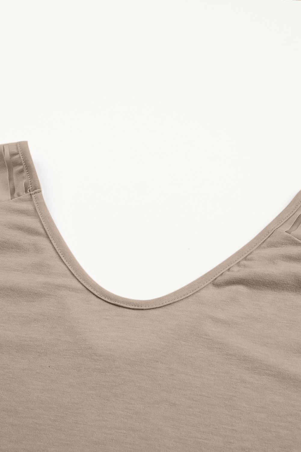 Plus Size Khaki Striped Raglan Sleeve  Tee