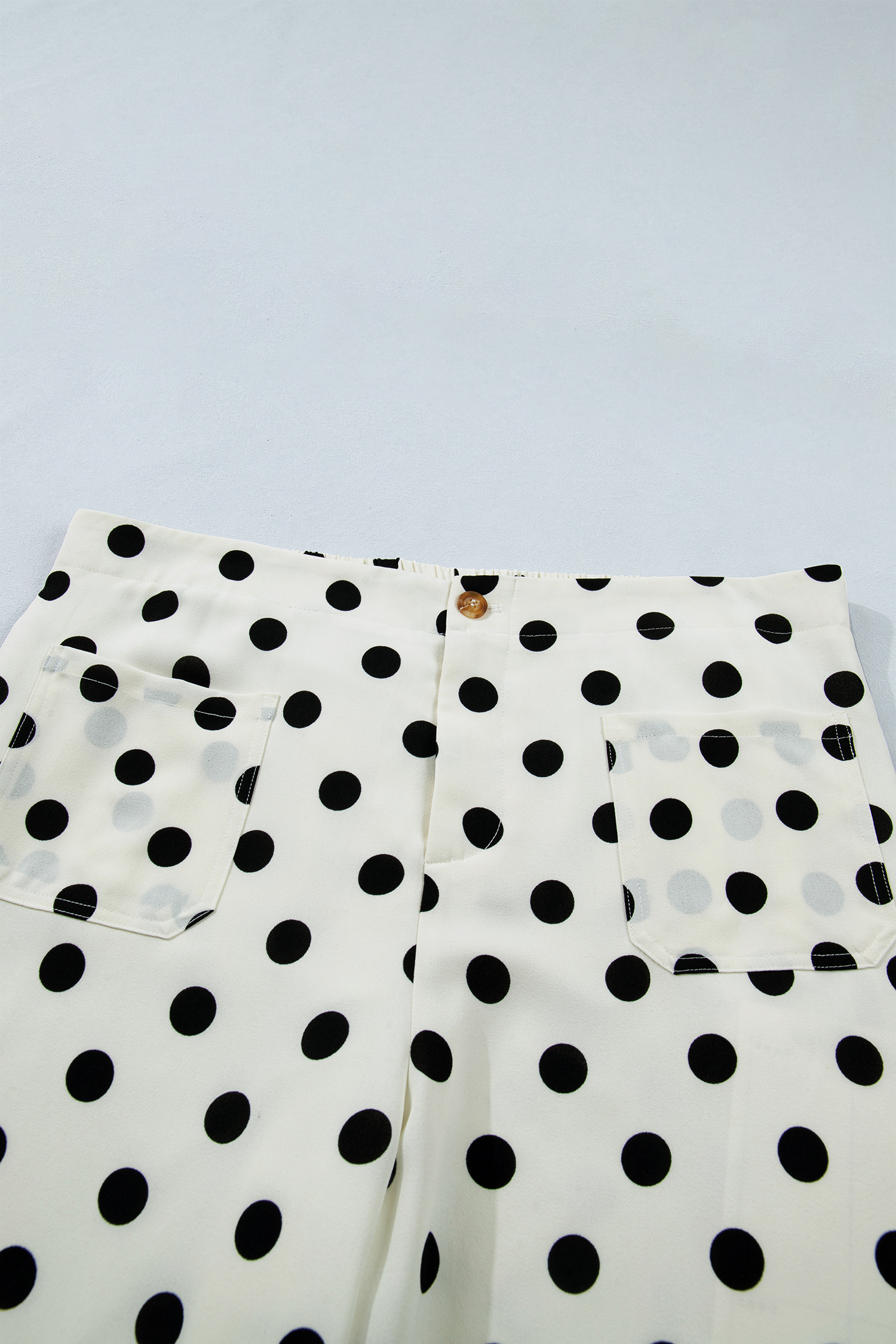 Plus Size White  Polka Dot Print Patch Pocket Womens Shift Pants