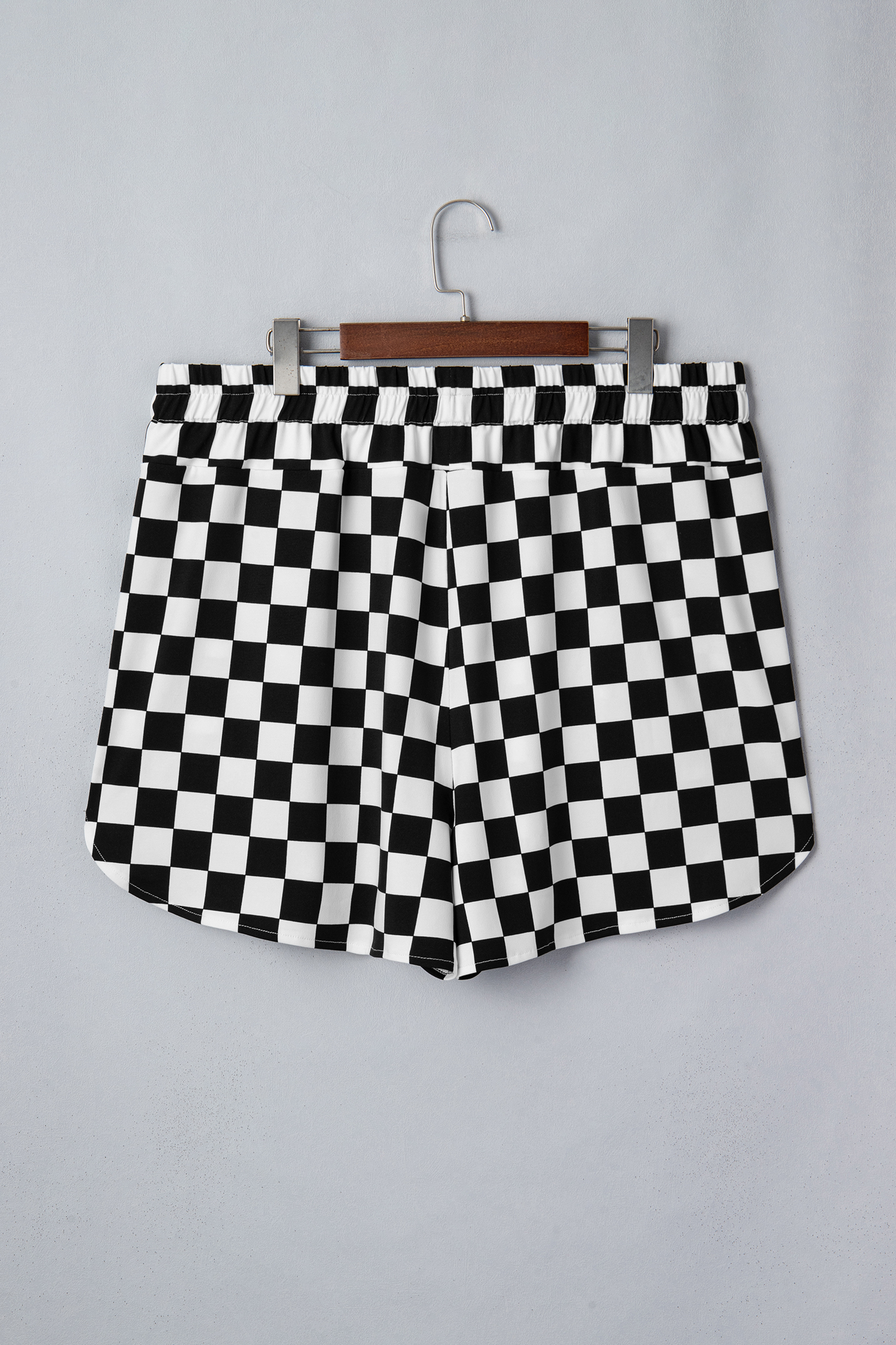 Plus Size Black  Checkered Athleisure Shorts