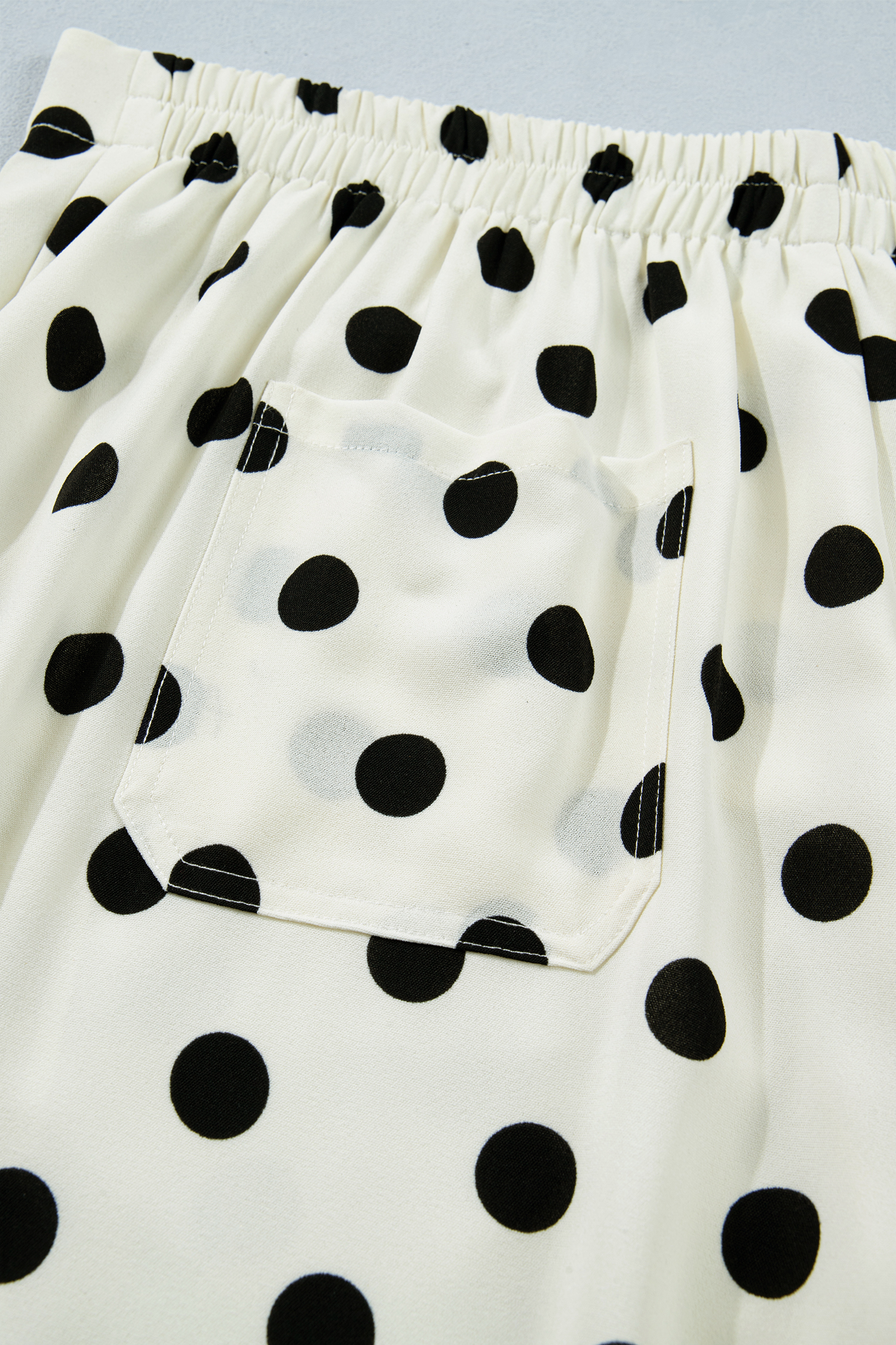 Plus Size White  Polka Dot Print Patch Pocket Womens Shift Pants