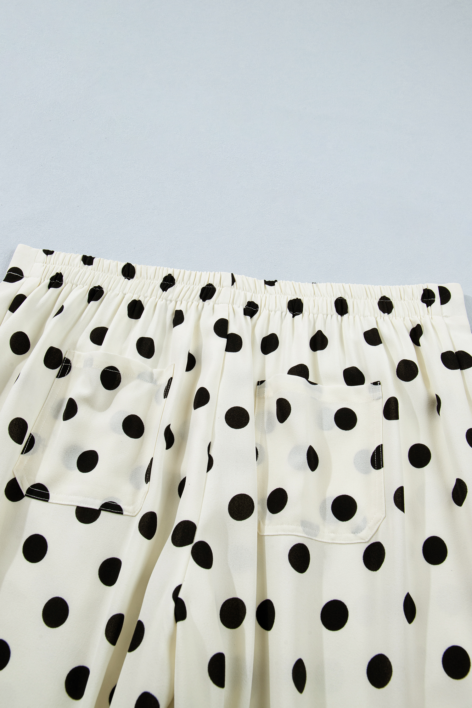 Plus Size White  Polka Dot Print Patch Pocket Womens Shift Pants