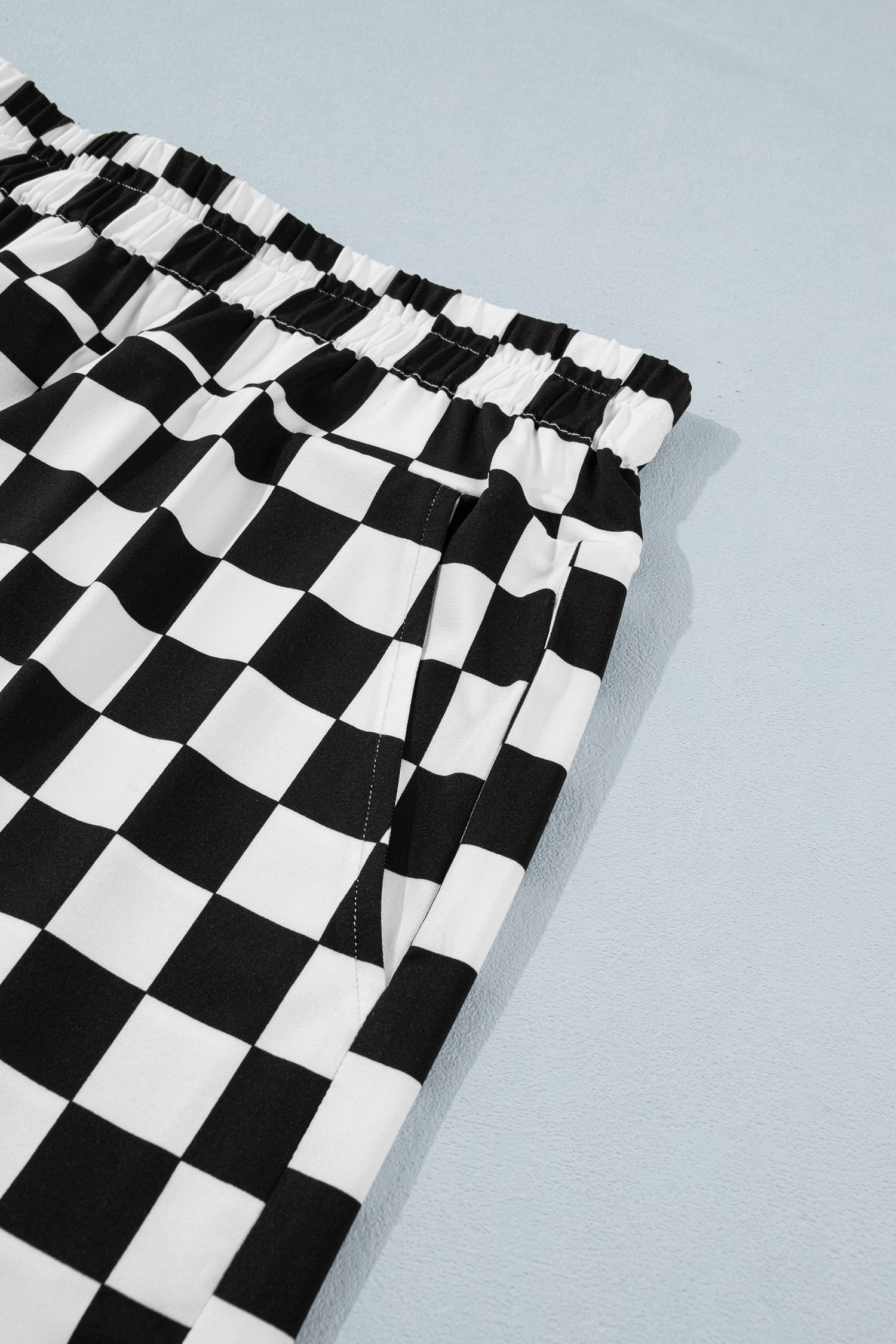 Plus Size Black  Checkered Athleisure Shorts