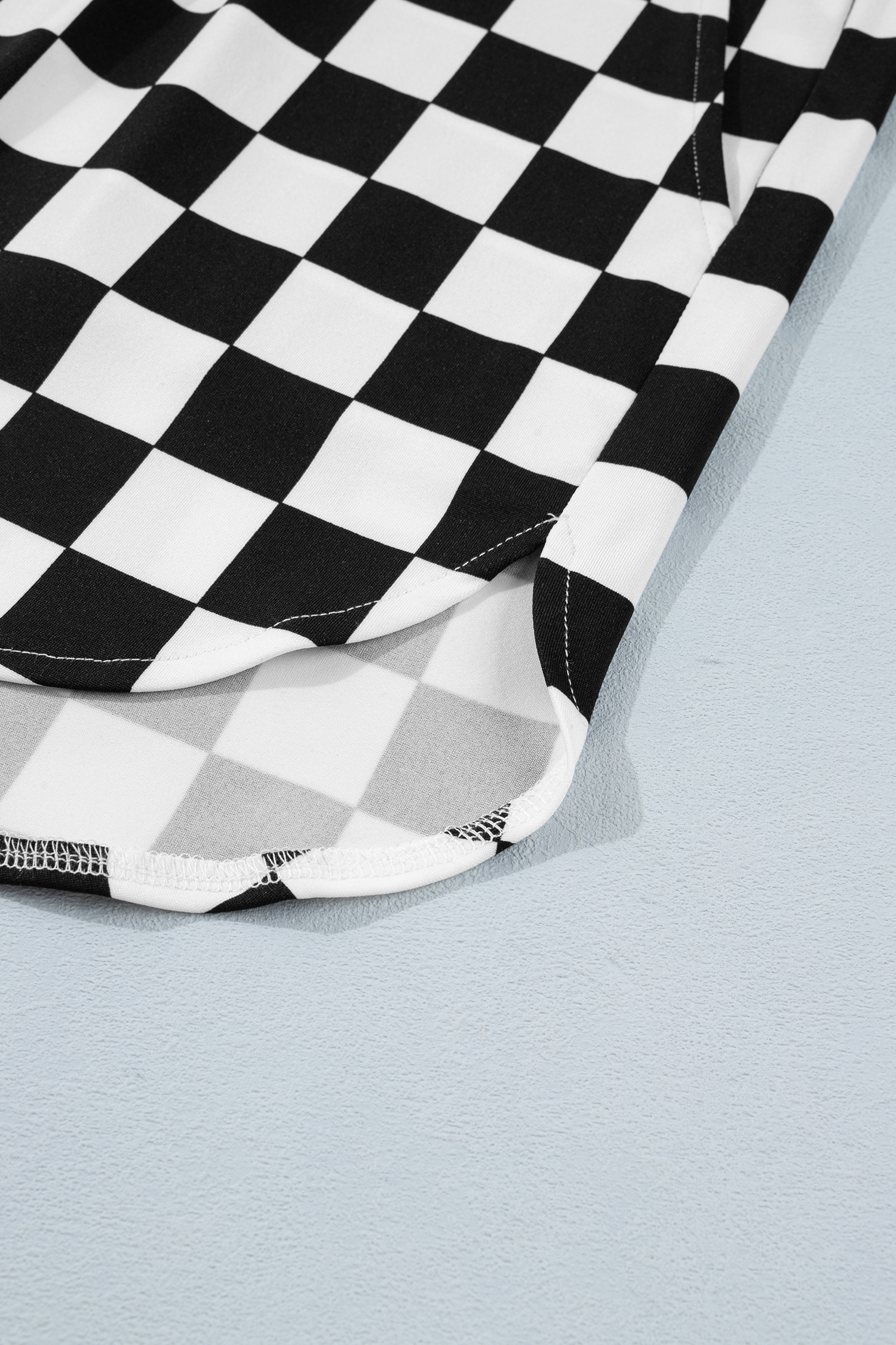 Plus Size Black  Checkered Athleisure Shorts