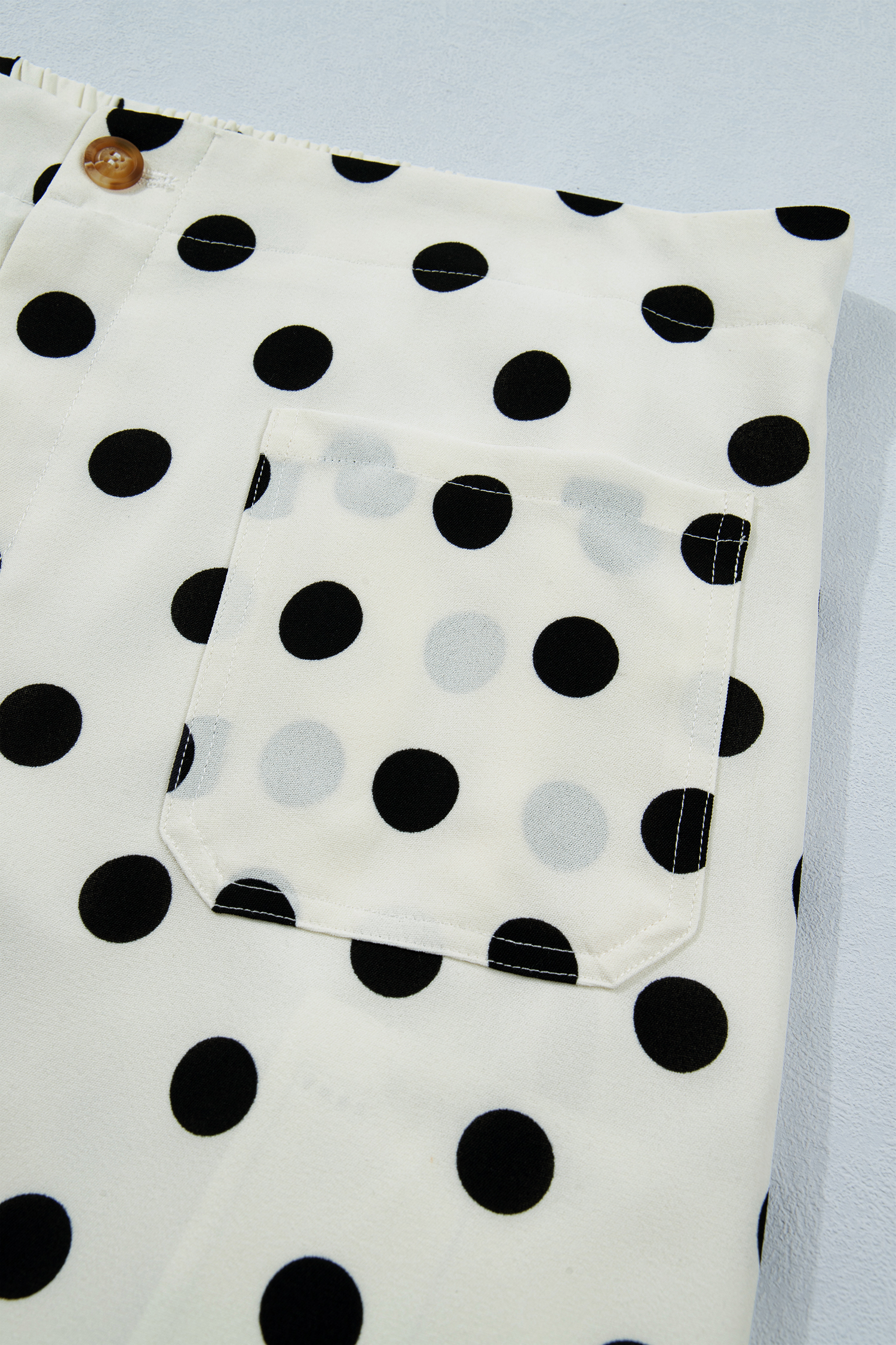 Plus Size White  Polka Dot Print Patch Pocket Womens Shift Pants