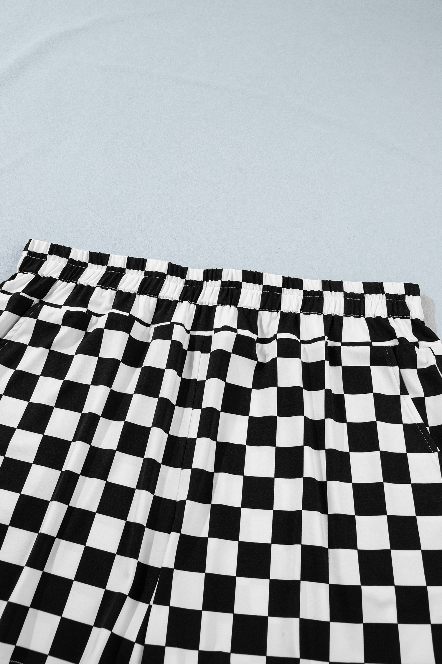 Plus Size Black  Checkered Athleisure Shorts