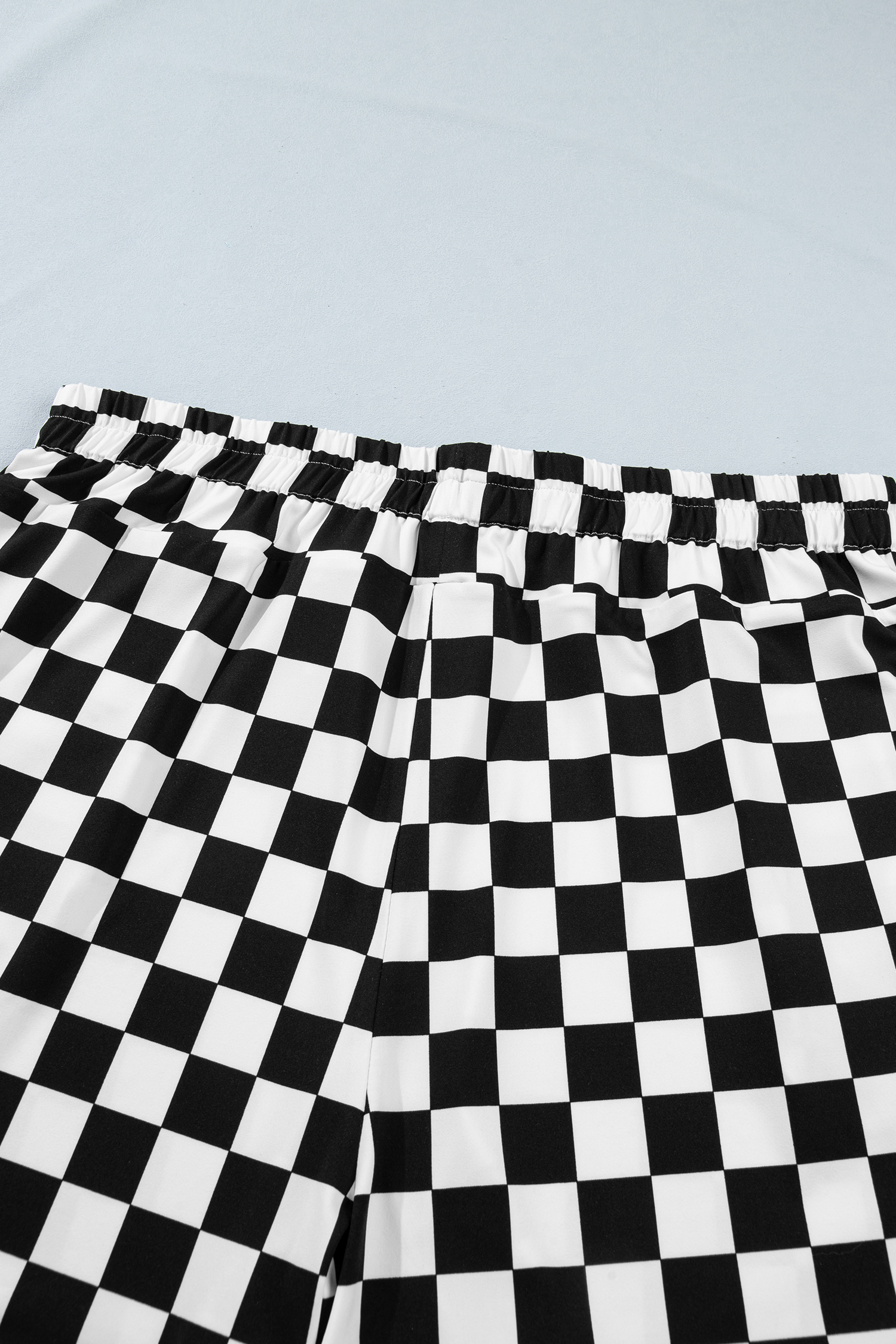 Plus Size Black  Checkered Athleisure Shorts