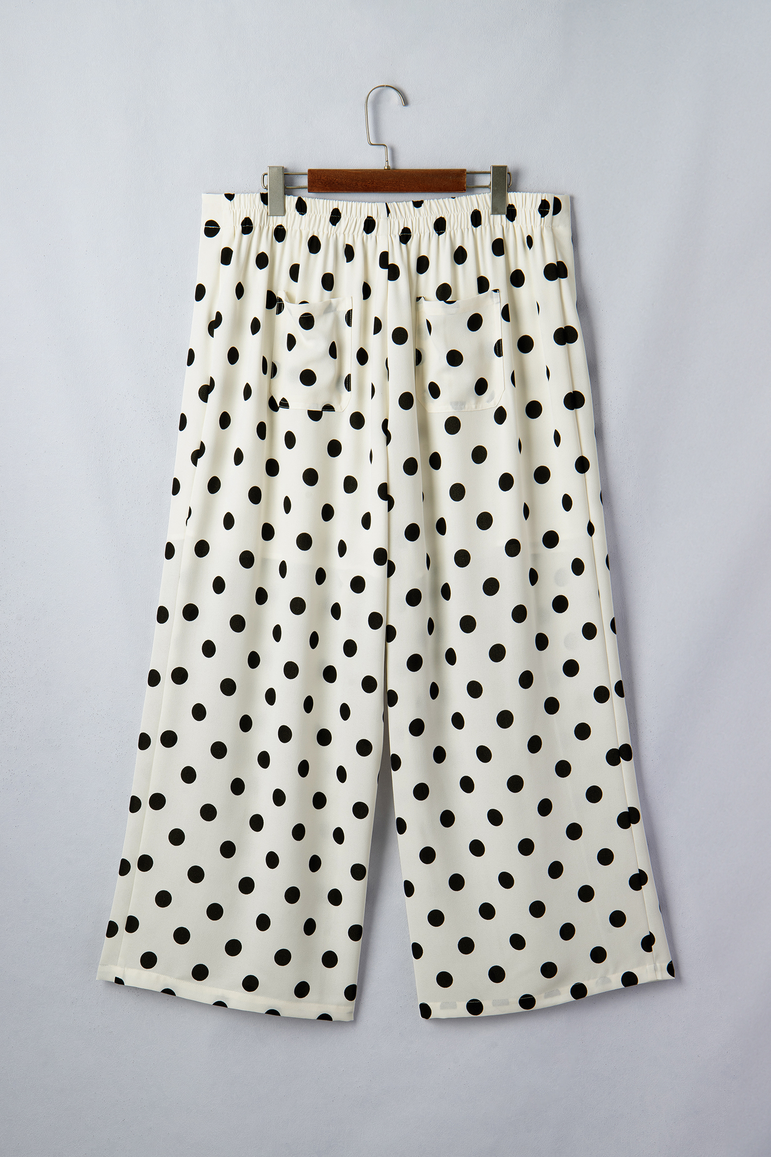 Plus Size White  Polka Dot Print Patch Pocket Womens Shift Pants