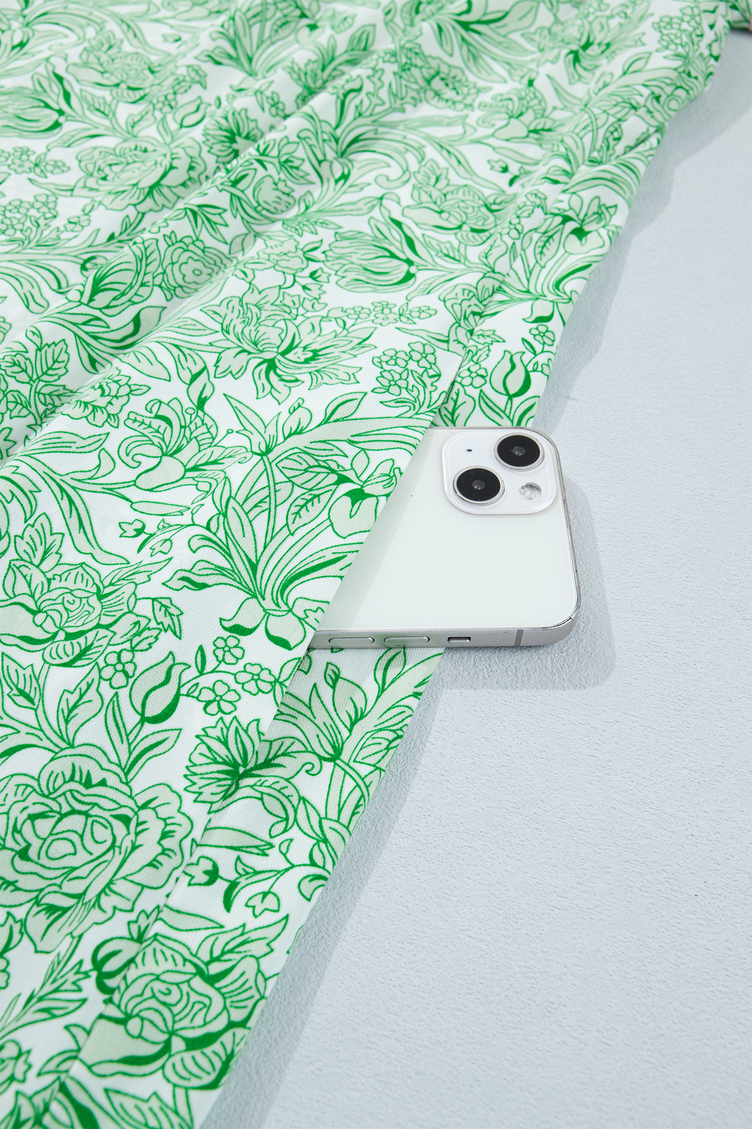 Plus Size Green  Contrast Trim Flutter Sleeve Floral Kaftan Maxi Dress