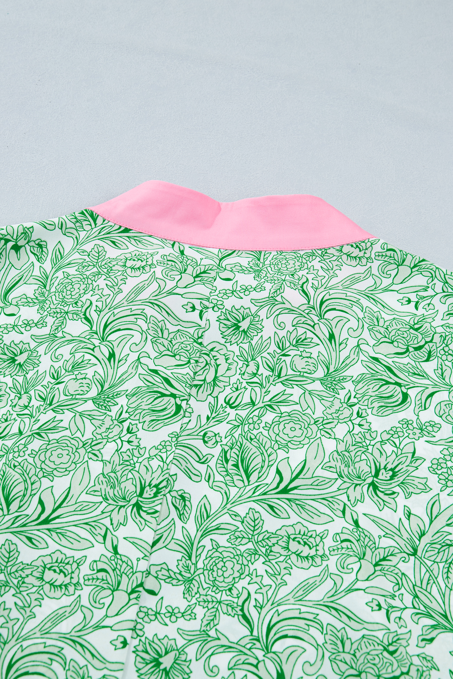 Plus Size Green  Contrast Trim Flutter Sleeve Floral Kaftan Maxi Dress