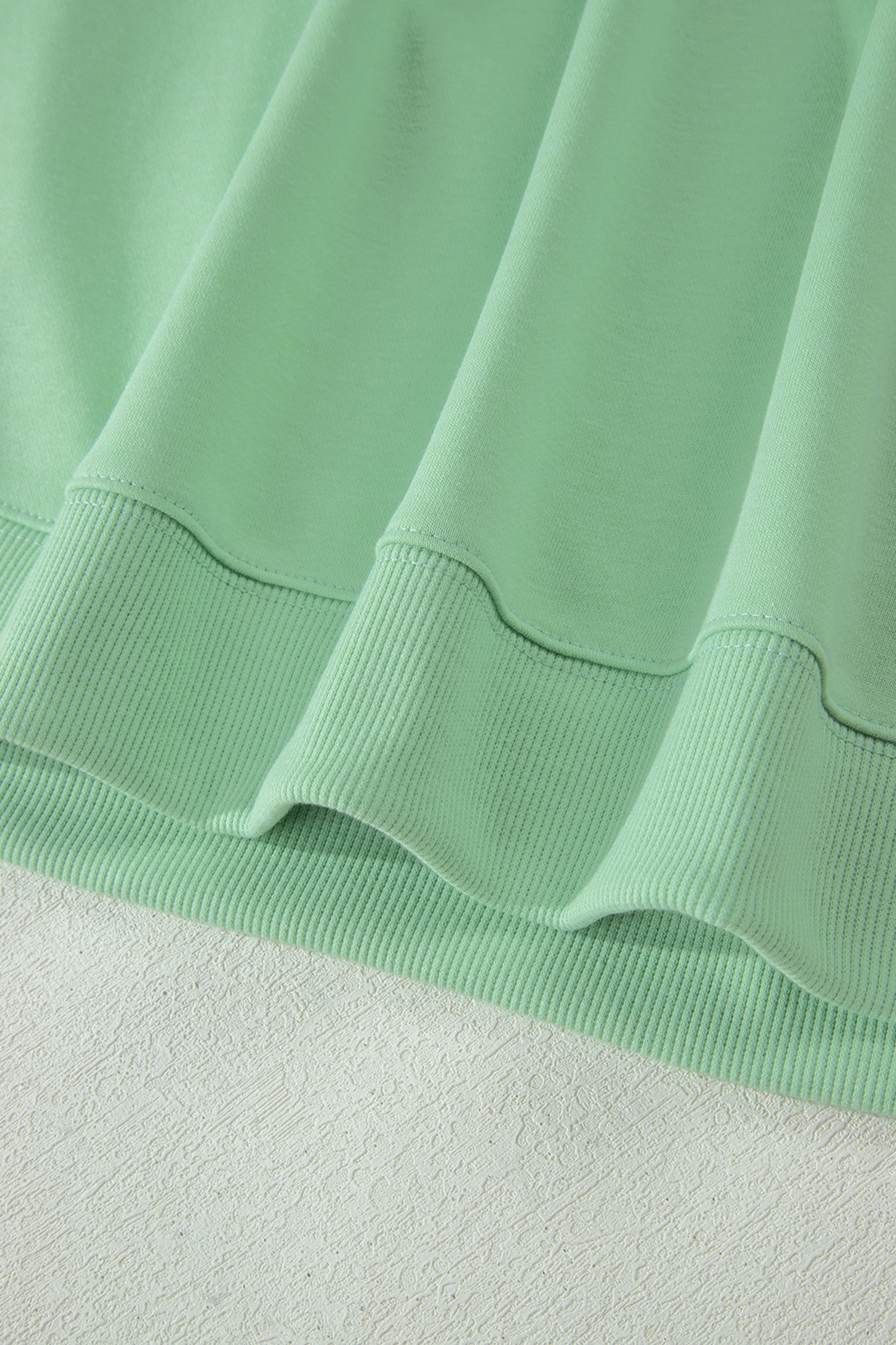 Clearly Aqua Solid Color Ribbed Trim Short Sleeve Top Drawstring Loose Pants 2pcs Outfit