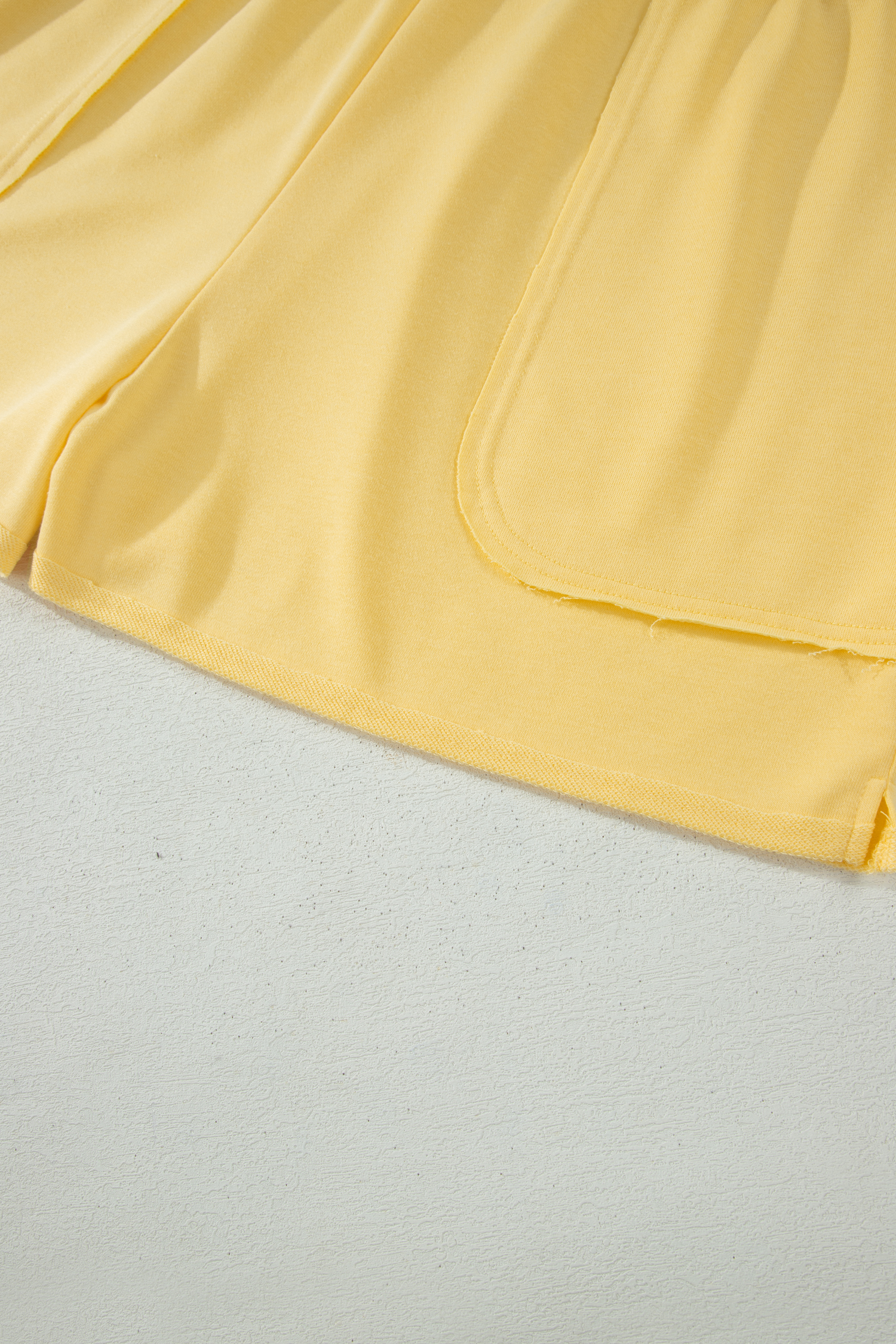 Plus Size Yellow Cream Solid Color Polo Tee Elastic Waist Shorts  Outfit