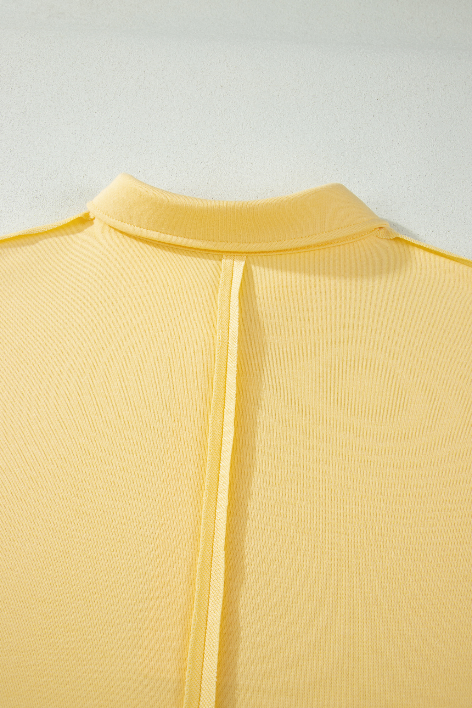 Plus Size Yellow Cream Solid Color Polo Tee Elastic Waist Shorts  Outfit