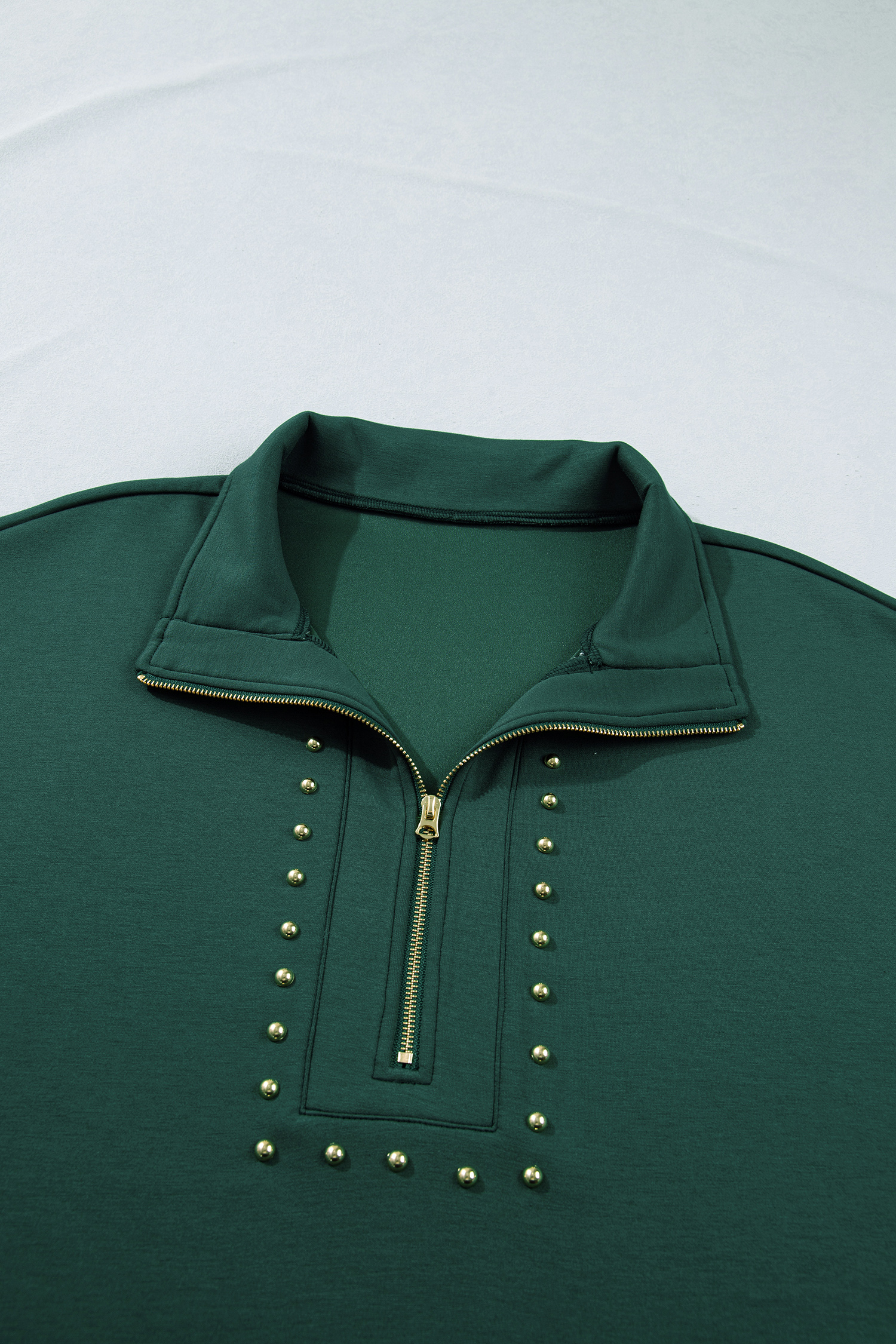 Plus Size Evergreen  Glow Studded Zip up T Shirt Dress with Pockets