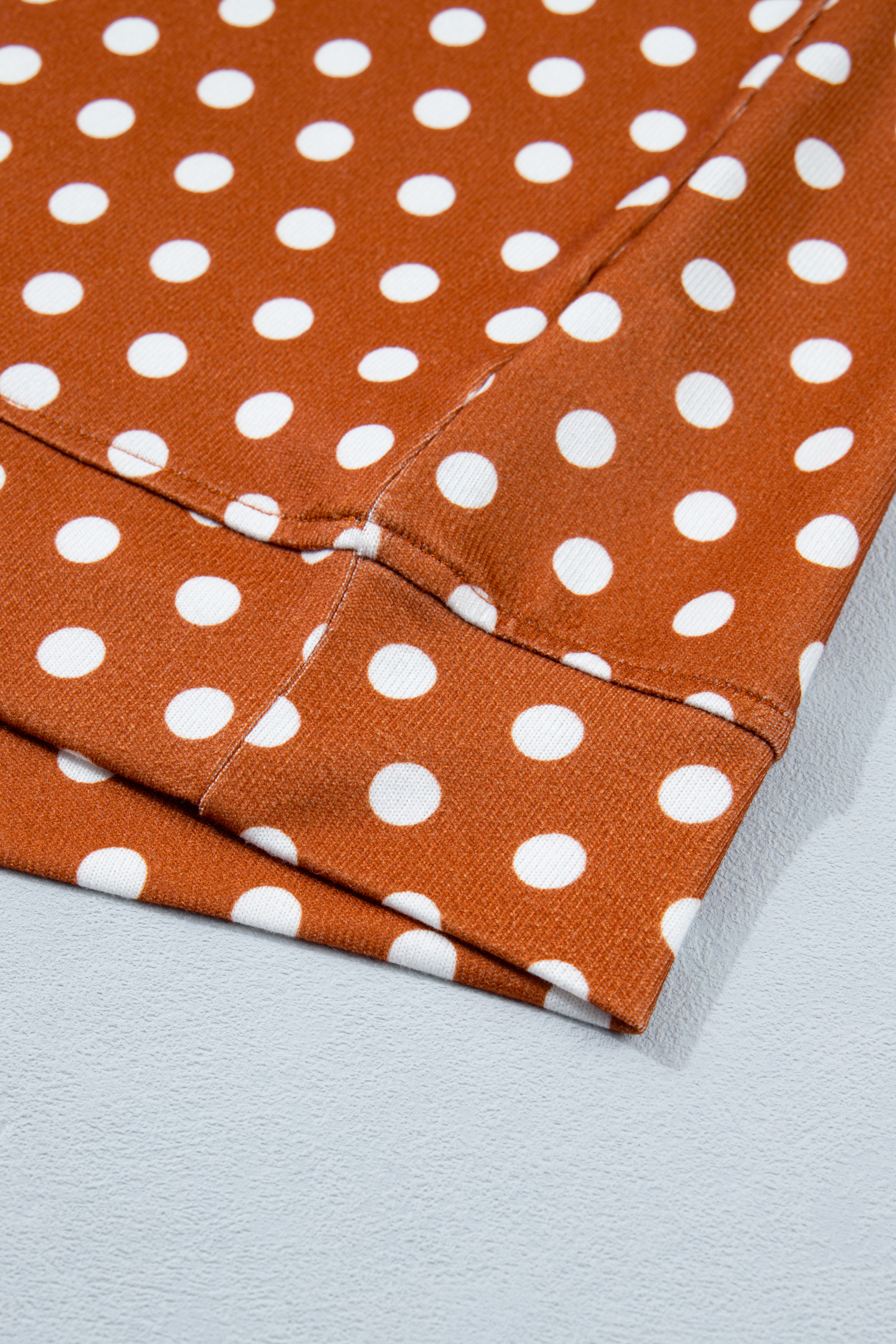 Plus Size Brown Polka Dot Print Dropped Shoulder Tee  Short Set
