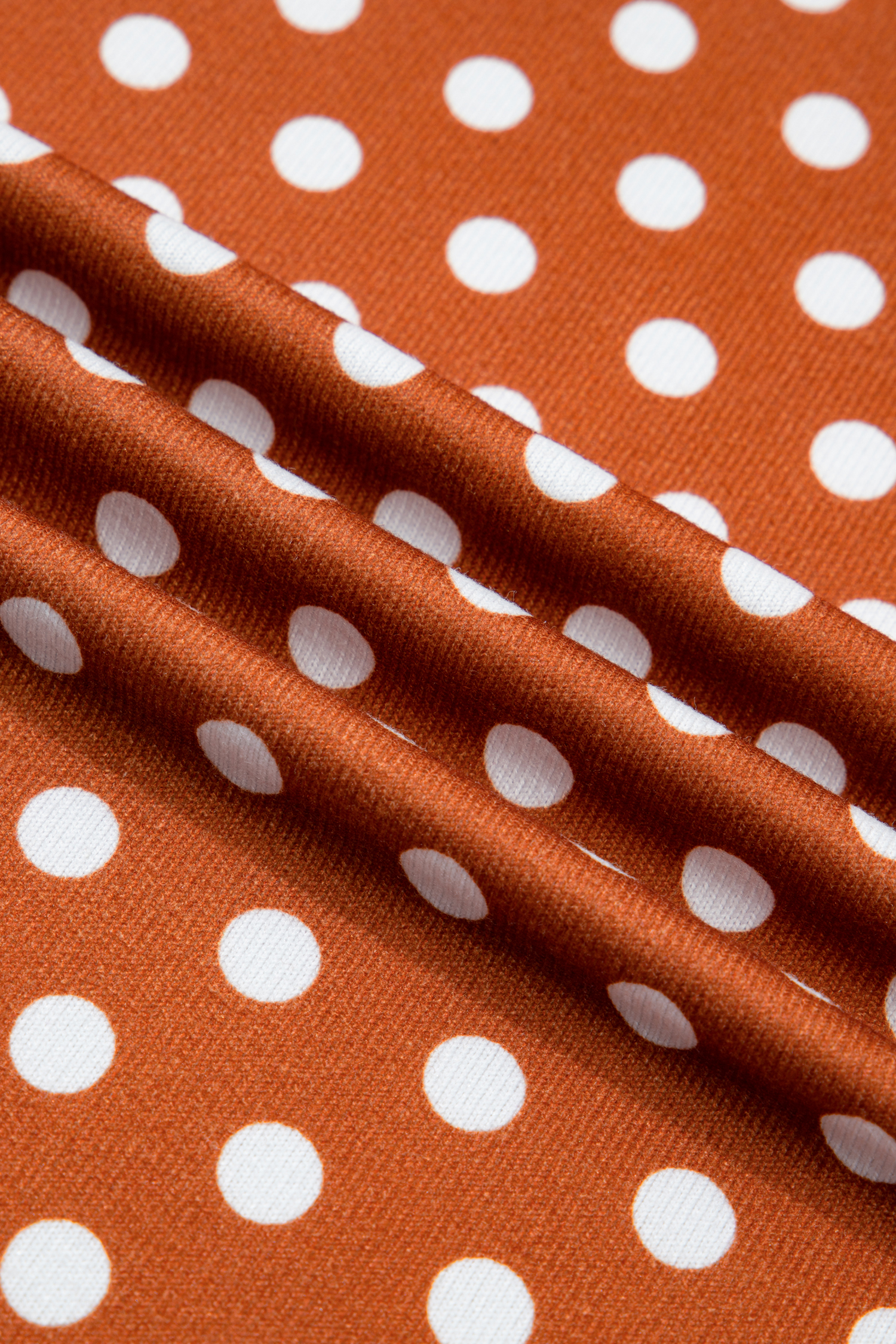 Plus Size Brown Polka Dot Print Dropped Shoulder Tee  Short Set