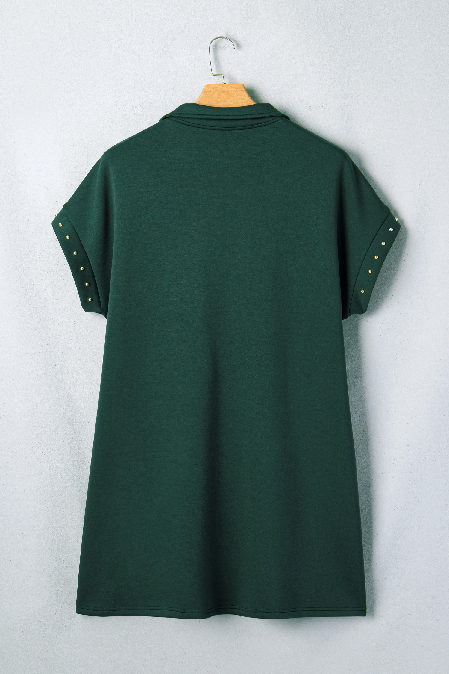 Plus Size Evergreen  Glow Studded Zip up T Shirt Dress with Pockets