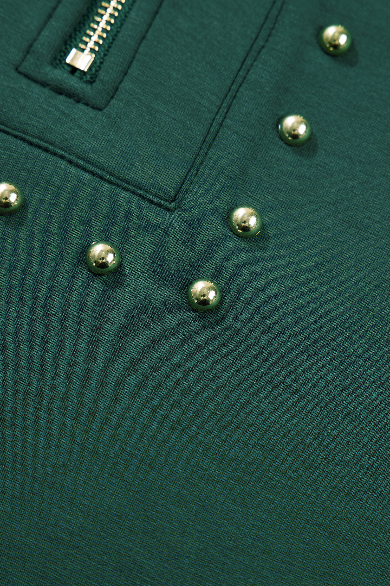 Plus Size Evergreen  Glow Studded Zip up T Shirt Dress with Pockets