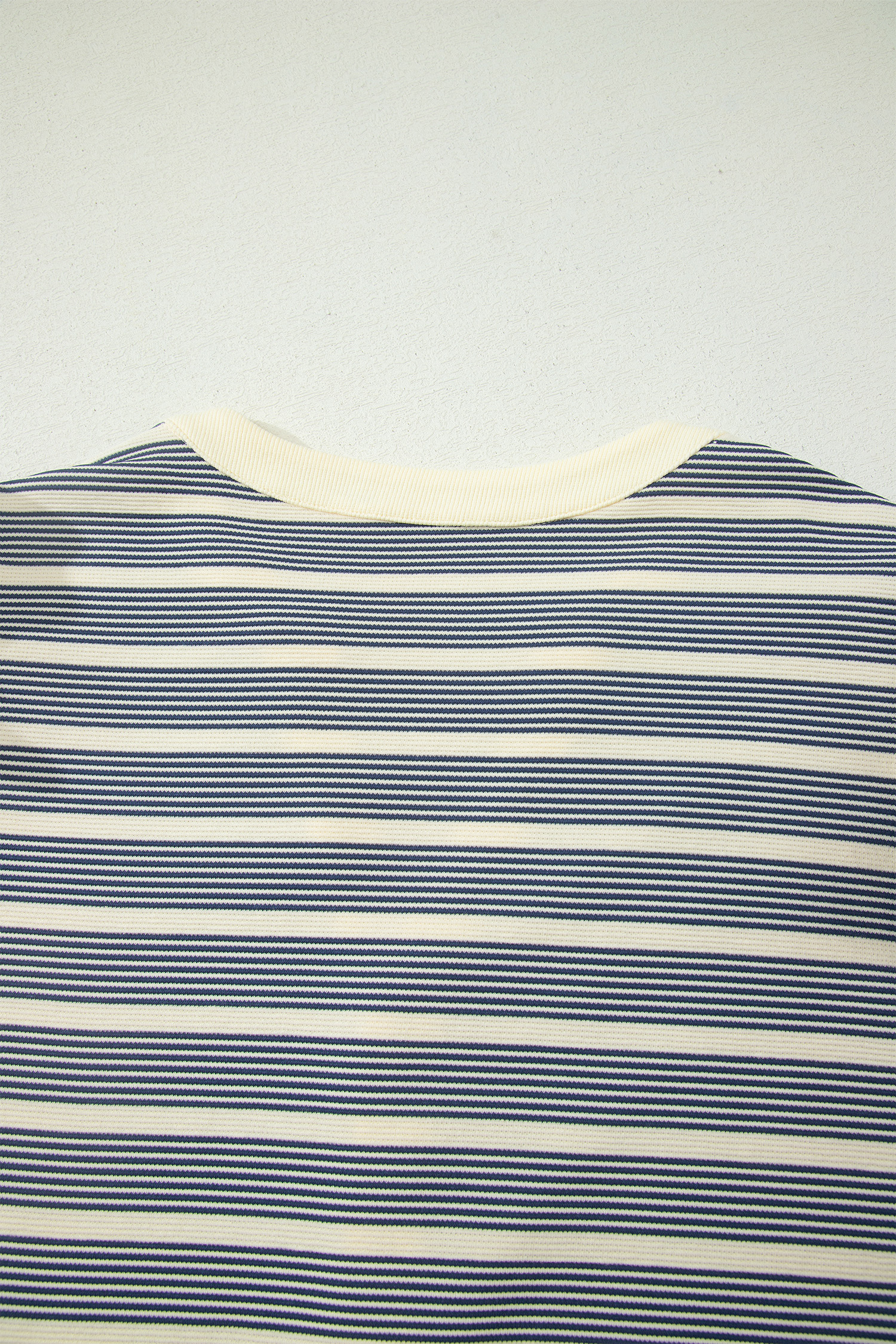 Plus Size Blue Stripe  Contrast Trim Button V Neck Ruffle Sleeve Shift Dress