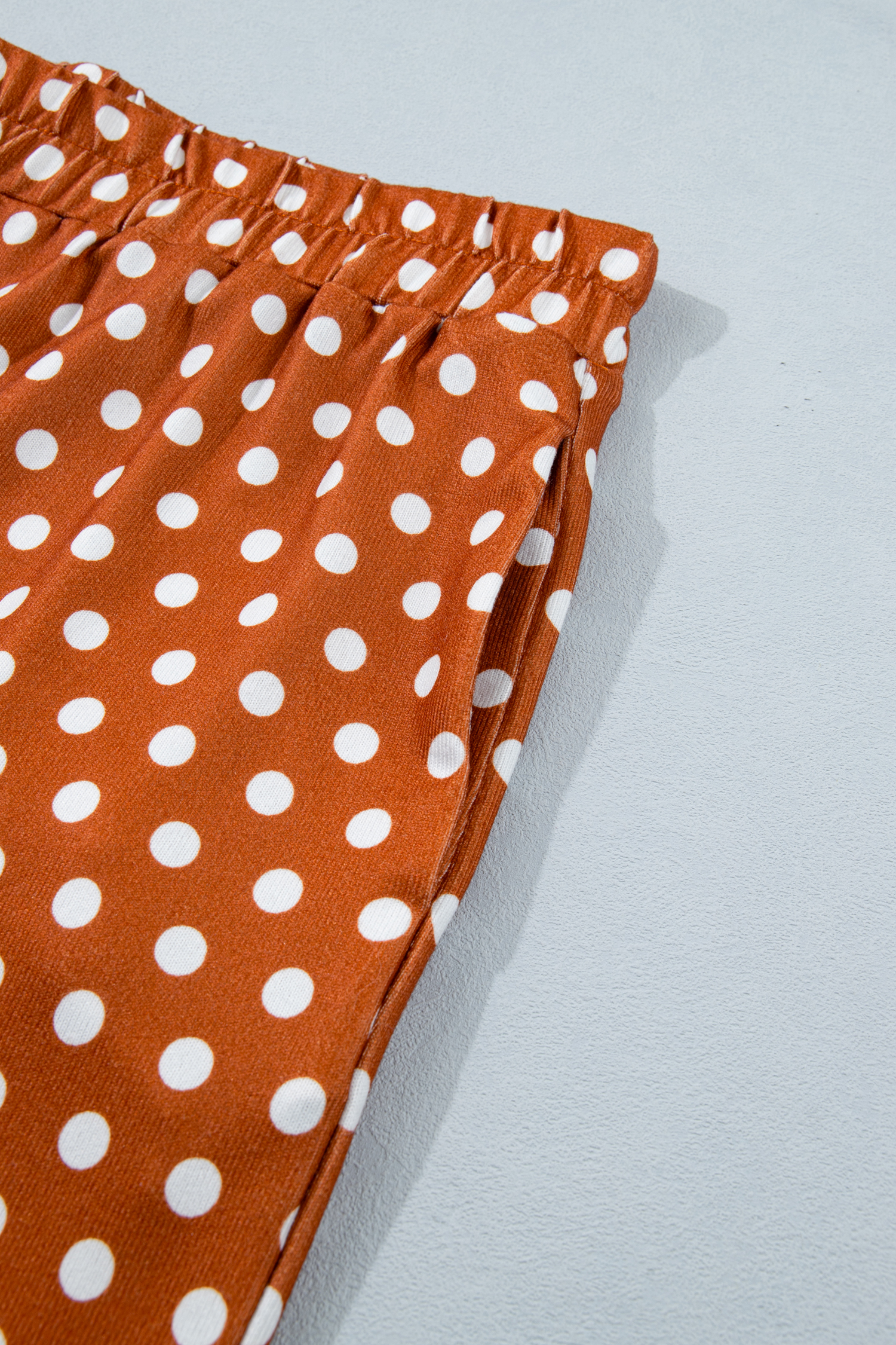 Plus Size Brown Polka Dot Print Dropped Shoulder Tee  Short Set