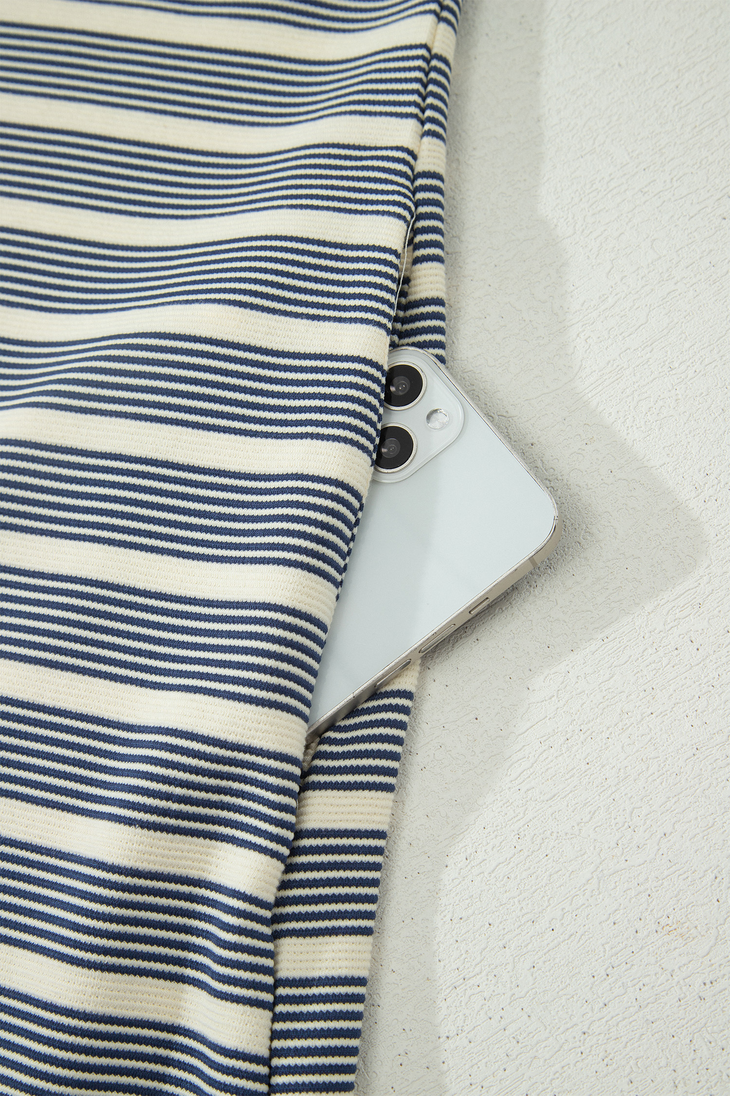 Plus Size Blue Stripe  Contrast Trim Button V Neck Ruffle Sleeve Shift Dress