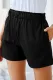 Black Cotton Blend Pocketed High Rise Shorts