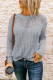 Suéter gris de punto de empalme de encaje con cuello redondo