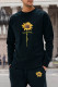 Conjunto de sudadera y pantalón de chándal de manga larga con estampado de letras de girasol