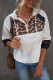 Sudadera con capucha y costuras en contraste con estampado de leopardo blanca