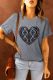Camiseta gráfica de manga corta con estampado en forma de corazón azteca gris